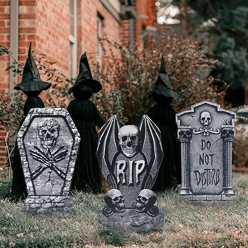 Miniatura 5 de 6 piezas de letrero de Halloween para jardín, porche, patio, lápidas, lápidas, estacas, decoración espeluznante de patio de Halloween al aire libre