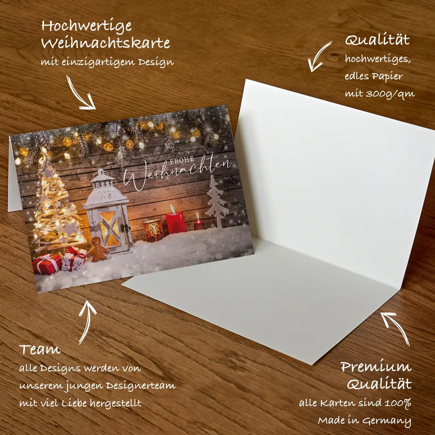 Lot de 30 cartes de Noël élégantes de qualité supérieure avec enveloppes - 12 x 18 cm - Cartes pliantes pour entreprises et entreprises - Carte de vœux pour Noël - Merry Christmas