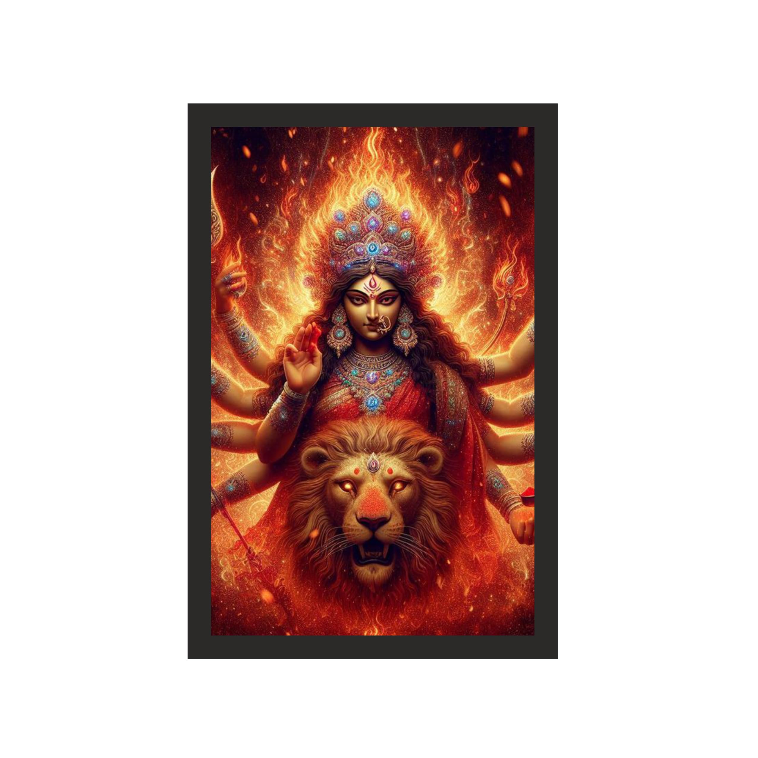 Grand Blazing Durga: 24x36