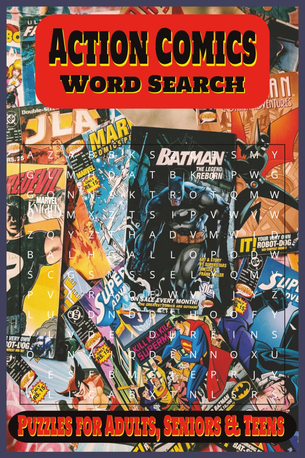 Action Comics Word Search Puzzle Book: Word Searches with Easy to Read Print about Action Comic Book, Superheroes, Villains, Marvel and DC Universe ... Gift for Vacations, Holidays and Free Times