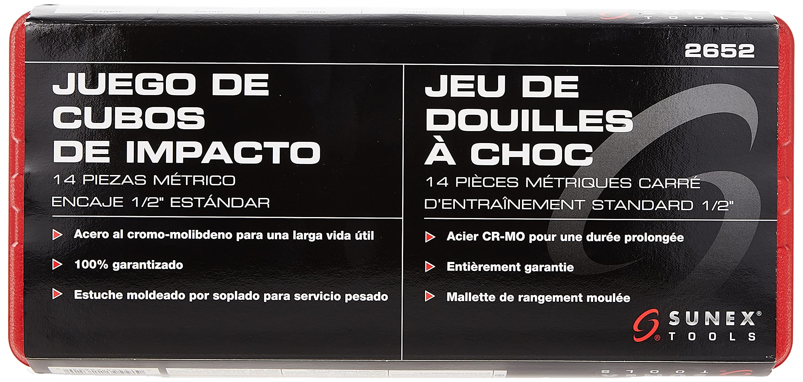 Sunex 2652 14 piezas 1/2-inch disco estándar métricas 6 punto de vaso de impacto Set