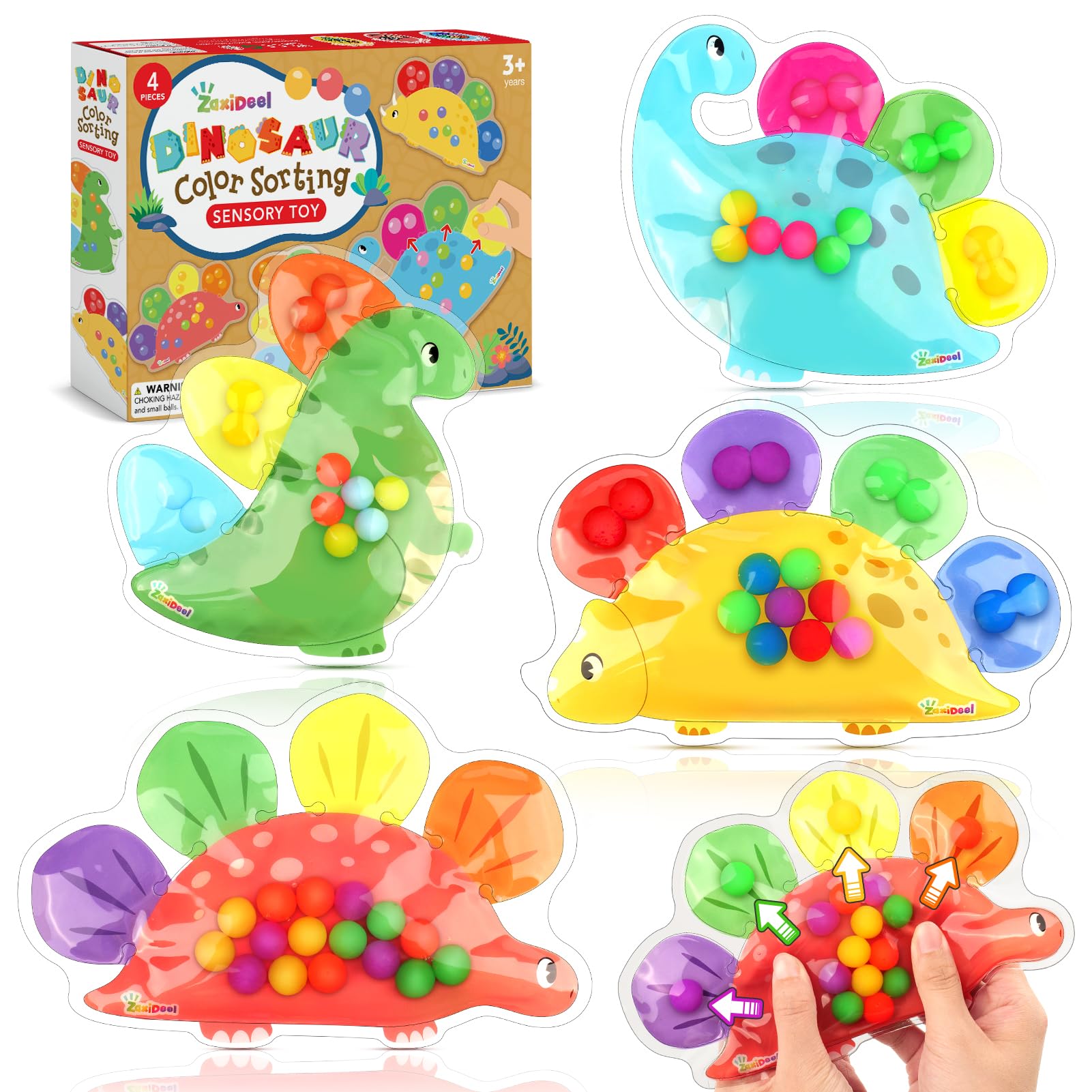 ZaxiDeel Dinosaur Sensory Toys for Toddler Kids : Easter Basket Stuffers Gift Quiet Fidget for Classroom, Montessori Preschool Learning Activities Calm Down Travel Toys for Kids Ages 3 4 5