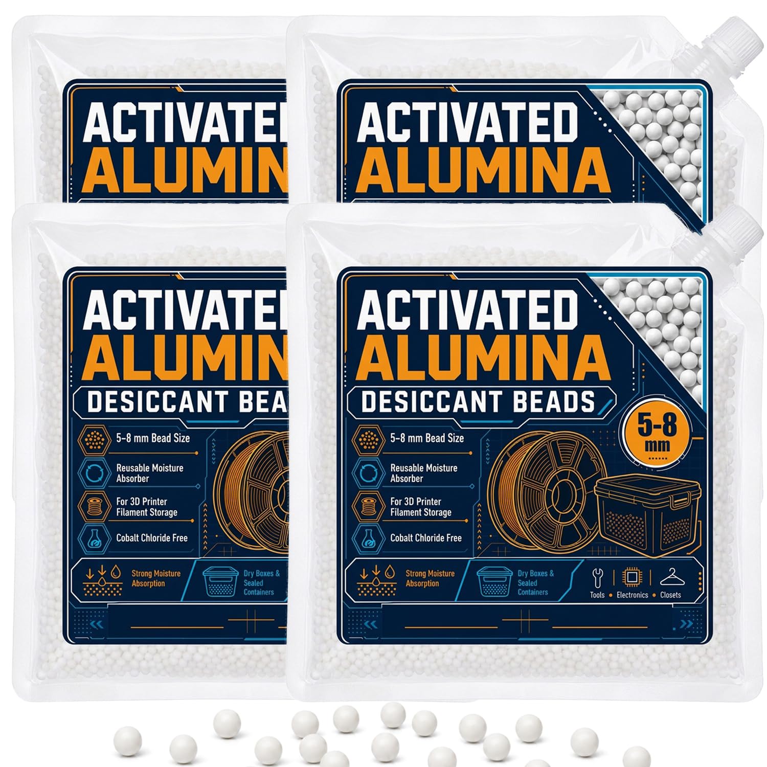 Perles déshydratantes en alumine activée de 3,6 kg, absorbeur d'humidité réutilisable, déshumidificateur puissant pour imprimante 3D, perles de séchage renouvelables pour usage domestique et