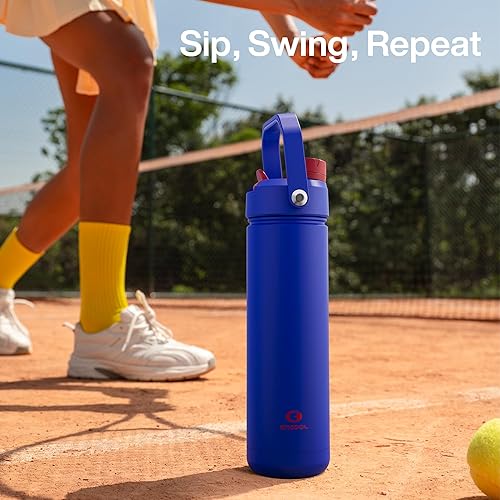 Miniatura 165 de ENCOOL Botella de agua aislada con popote, de acero inoxidable, a prueba de fugas, sin BPA, al vacío de doble pared que se mantiene fría durante 24