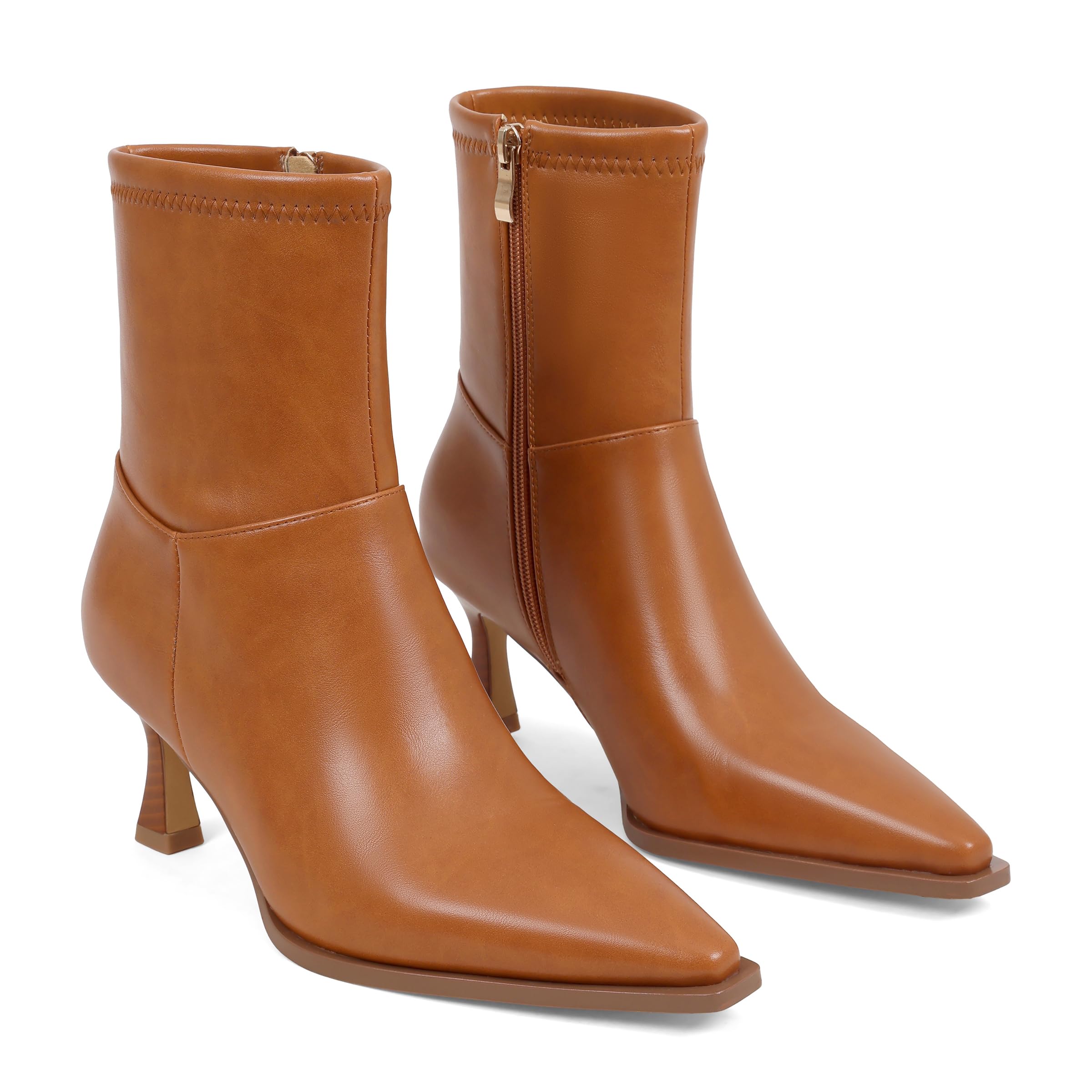 Goiphrri Womens Ankle Boots - Stiletto High Heel Pointed Toe Short Side Zipper Dress Boots - Elastic Fashion
