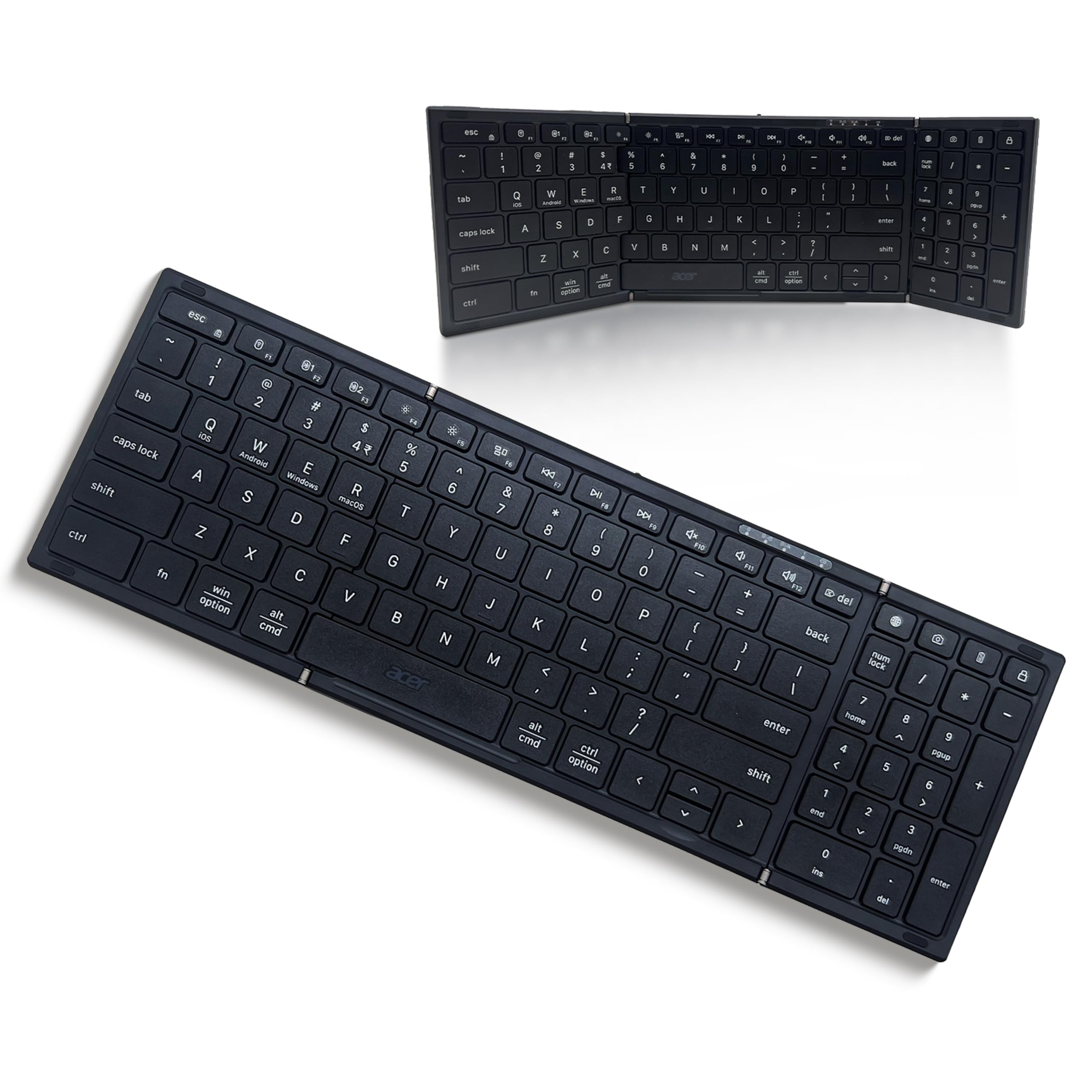 Acer Fold Max | 99 Keys Full-Size Foldable Bluetooth Keyboard | BT 5.0 | Rechargeable 180mAh Battery | USB-C Fast Charging | 51H Use | Portable ABS Build | Black | Windows/Mac/Android Compatible-image-35