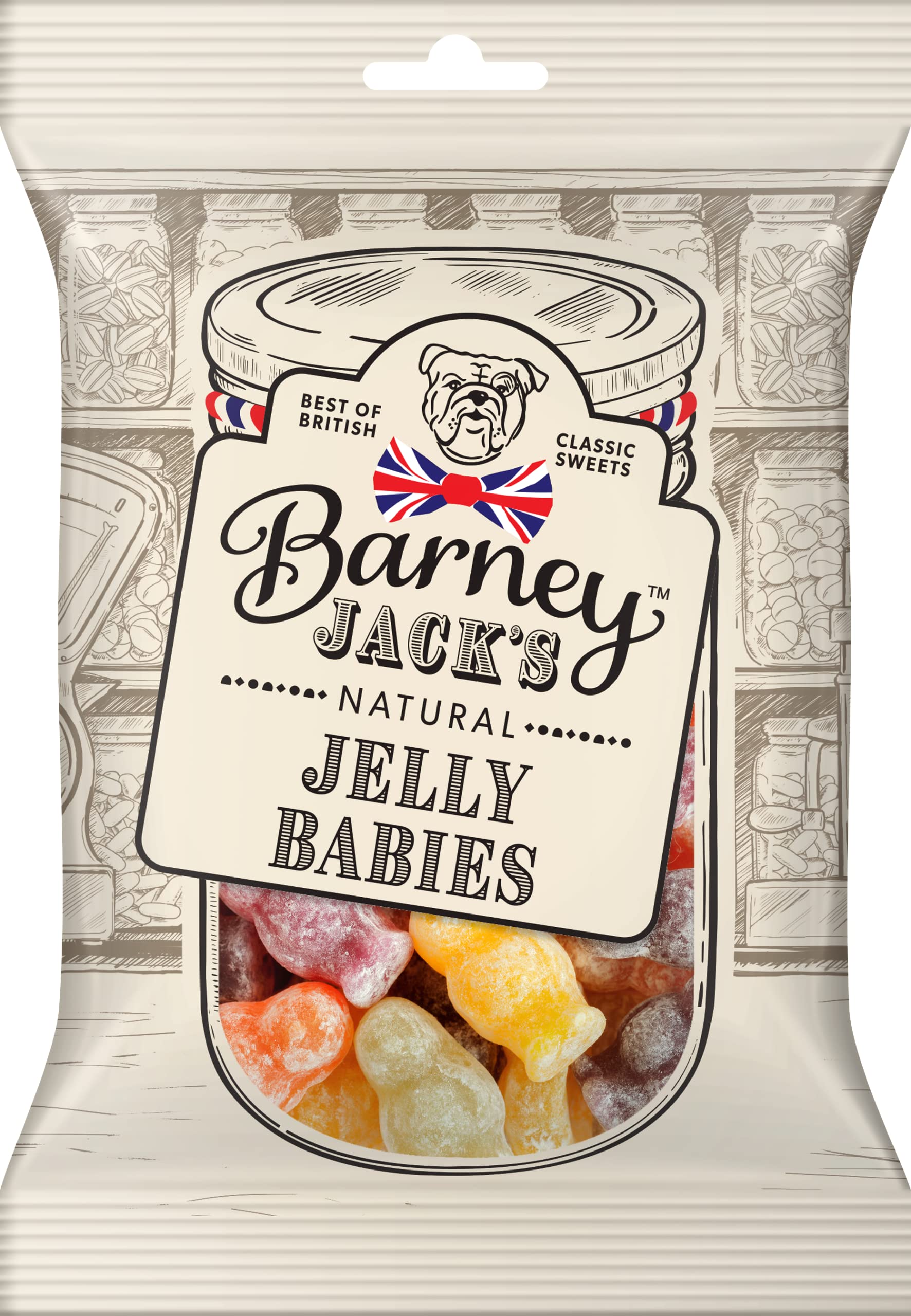 Barney Jack's Jelly Babies, Gift for Birthday's, Father's Day or Congratulations. Made in Britain & No Artificial Colours or Flavours, 150g Bag