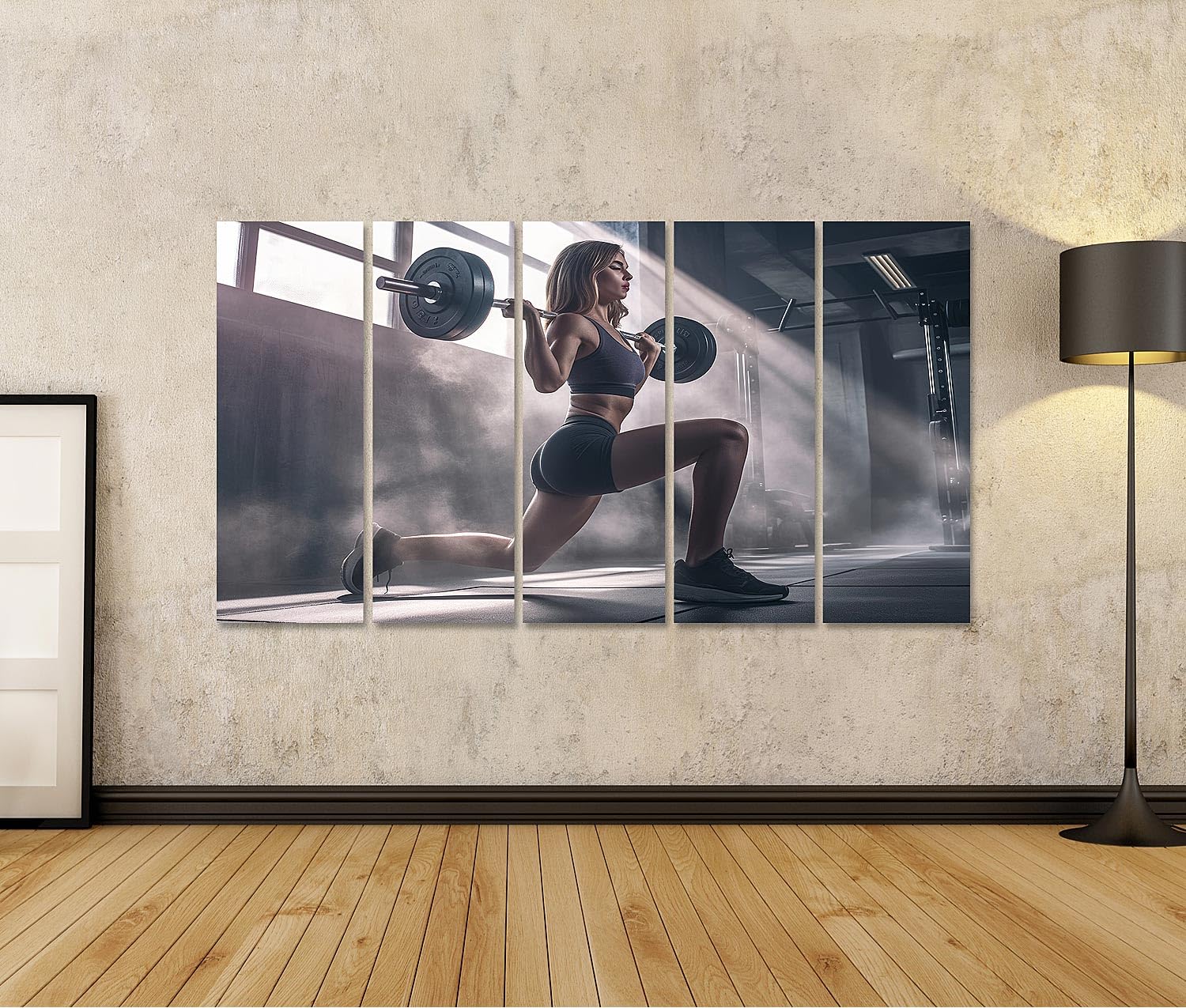 islandburner Immagine su tela donna addestrata in palestra con manubri per palestra appassionati di fitness negozio di articoli sportivi immagini murali poster