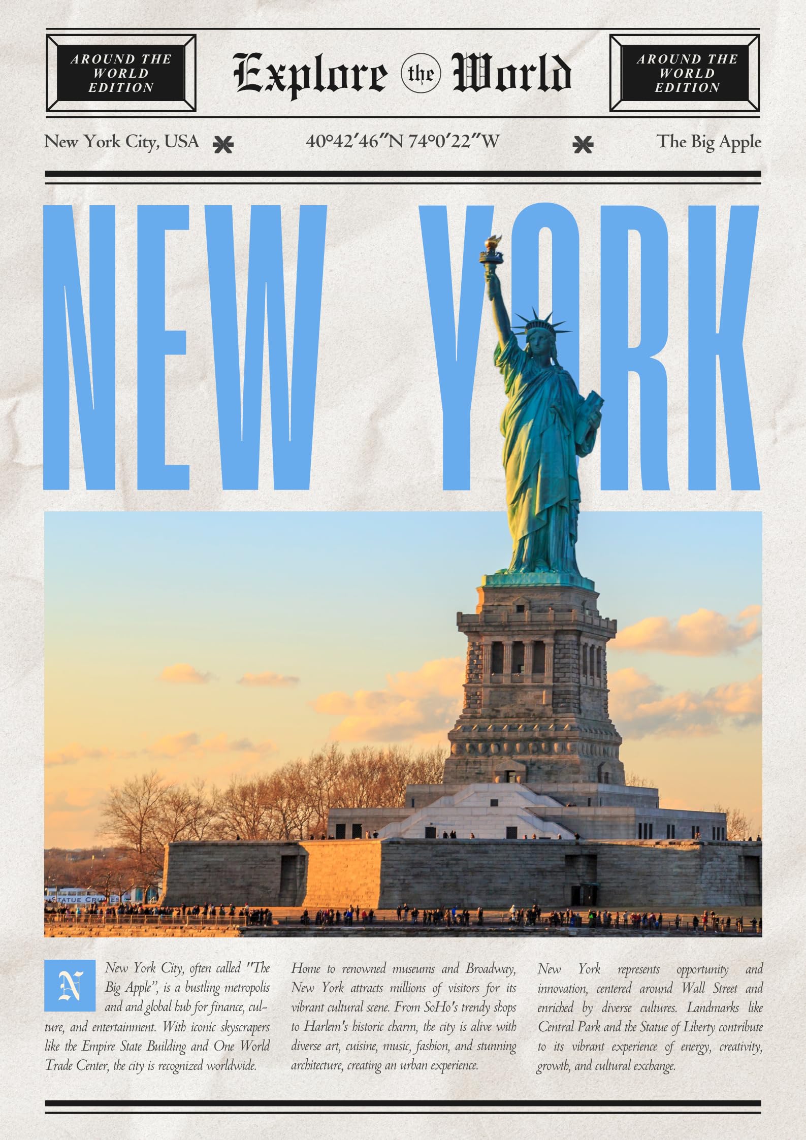 ZBD Sales Studio Poster New York City, USA A3 Size Iconic Landmarks & Cities Premium 300 GSM Premium Glossy Paper | Photo Print Quality | 1 Print (A3-29.7 X 42 cm)-image-18