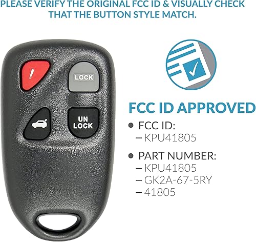 Miniatura 4 de Keyless2Go - Llavero de auto remoto de entrada sin llave para vehículos seleccionados Mazda que utilizan FCC KPU41805 y modelo 41805