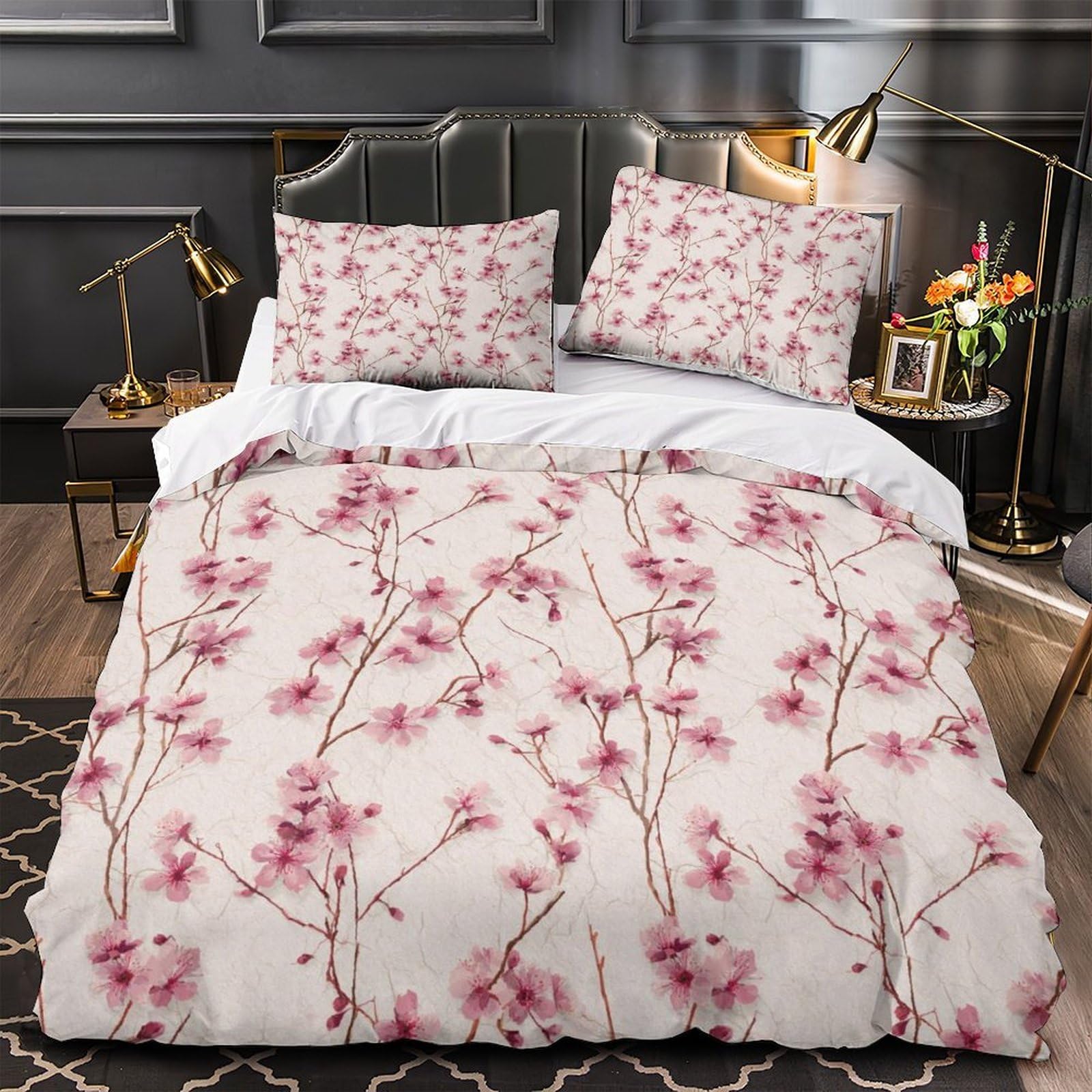 Housse de couette fleurs de cerisier hypoallergénique et super douce