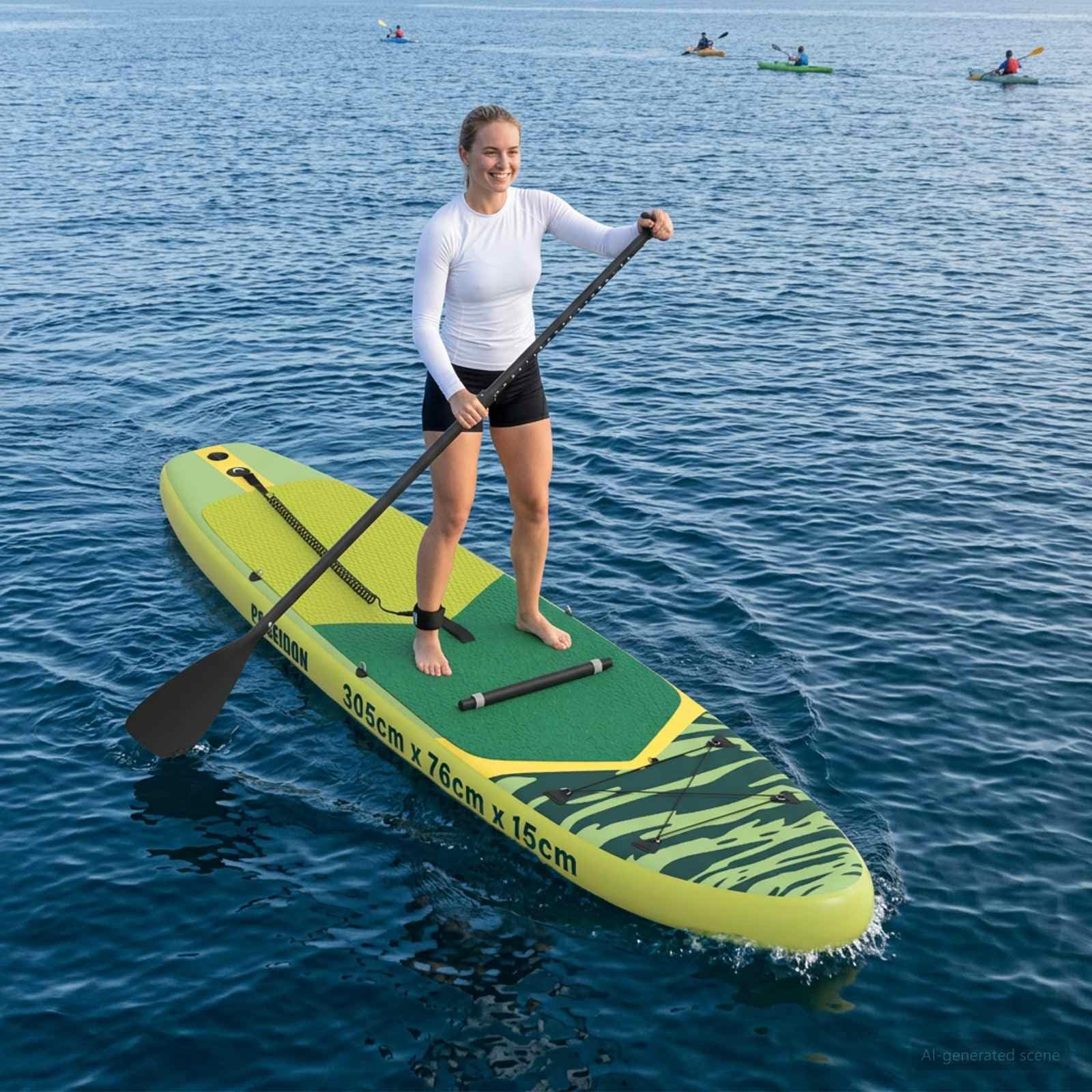 Tavola SUP gonfiabile 2 in 1 con sedile, per sport acquatici, surf, kayak, yoga, outdoor, adulti, bambini, tuttofare, touring, spiaggia, estate, durevole, leggera