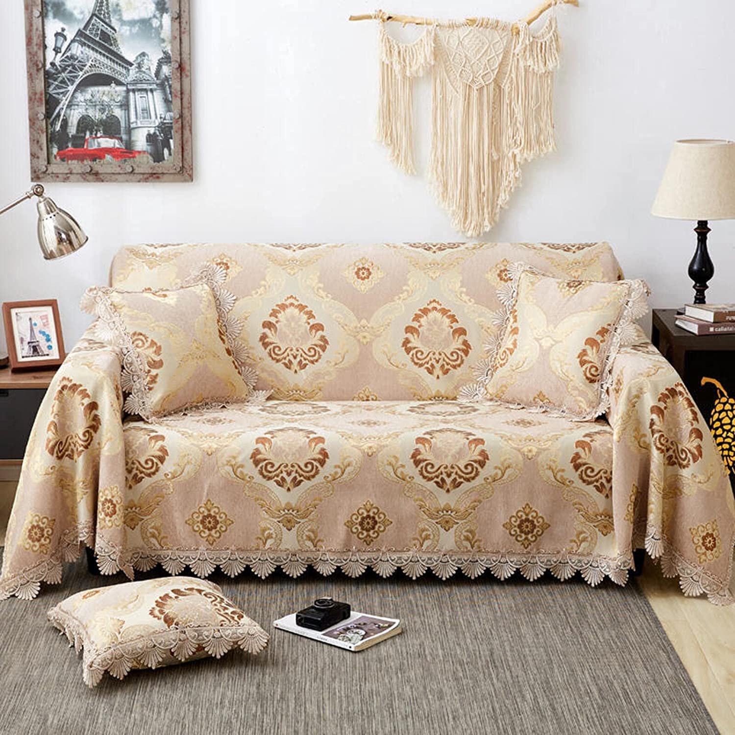 MGEMJMJ Sofa Throw Cover Jacquard Couch Throw Cover Throw Blanket Decorative Couch Furniture Pet Protector Throws Multi-size(Size:180x180cm(71x71inch),Color:D)