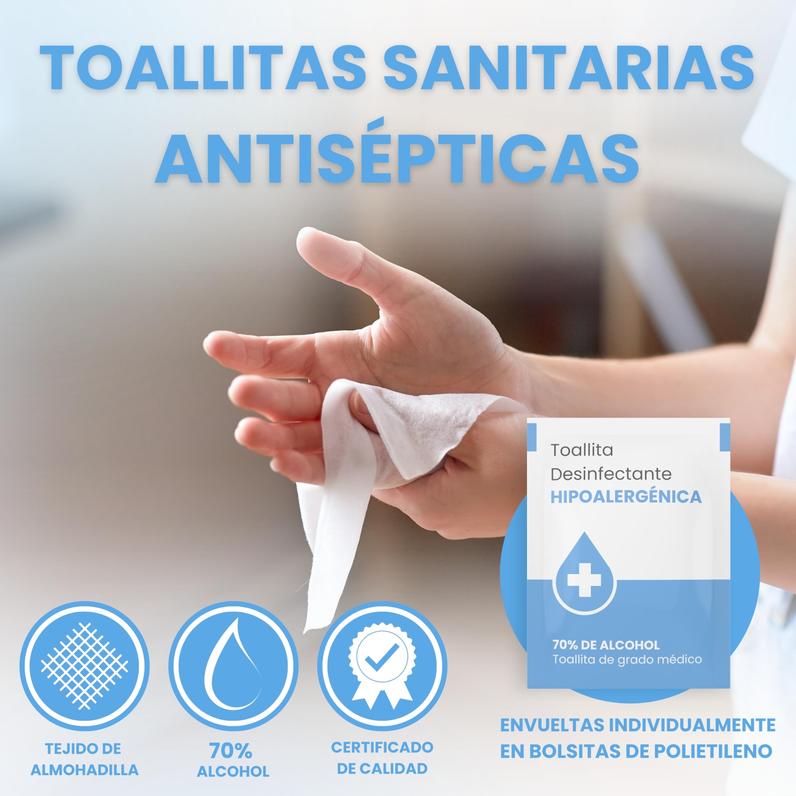 50pc Salviette disinfettanti con alcol al 70%/salviettine sterili in formato monodose/scatola con 50 salviettine in formato monodose/alcool isopropilico