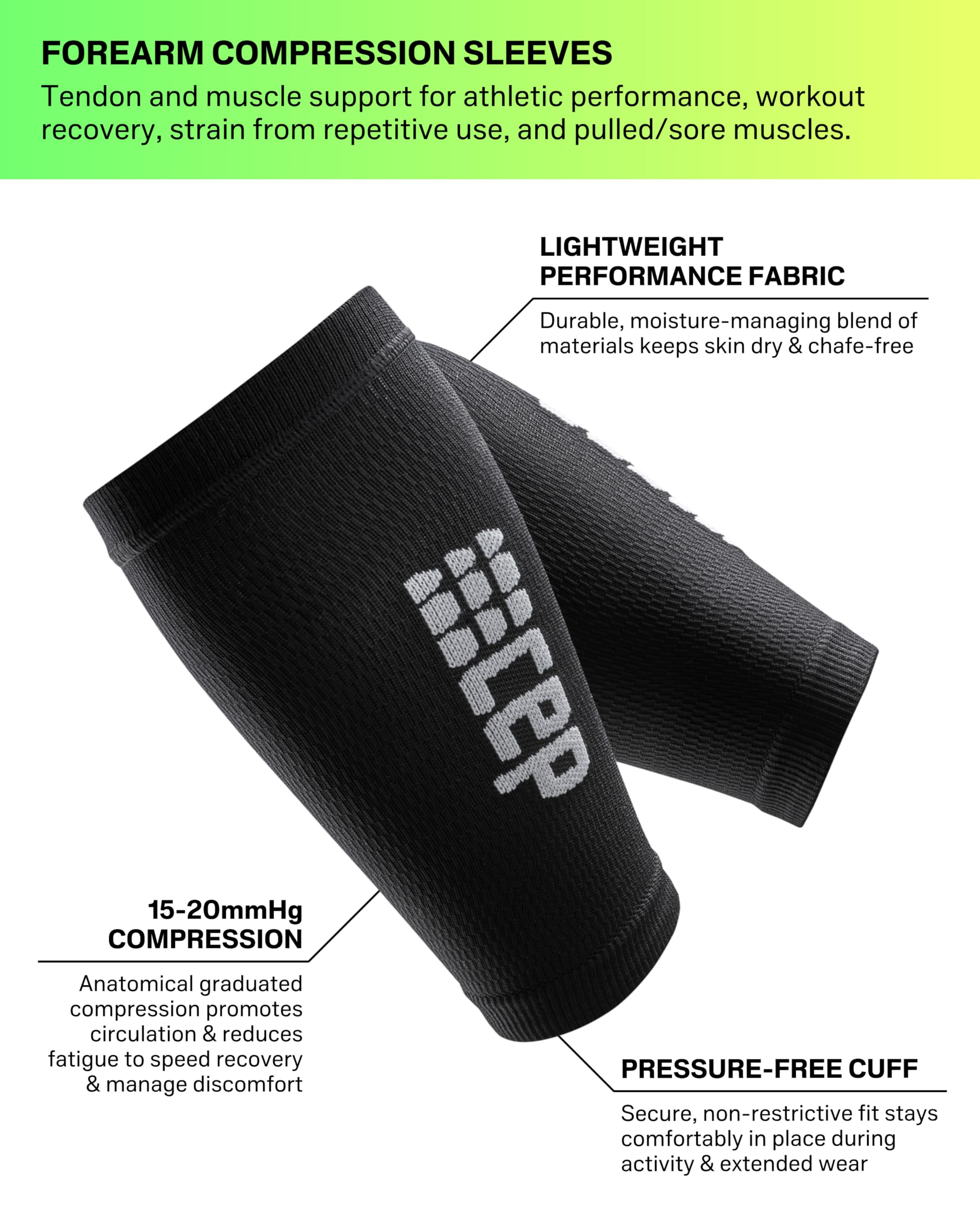 CEP Forearm Sleeves szaro-czarne - dokładnie dopasowane funkcjonalne przedramiona, rozmiar III - kolor Black - Grey