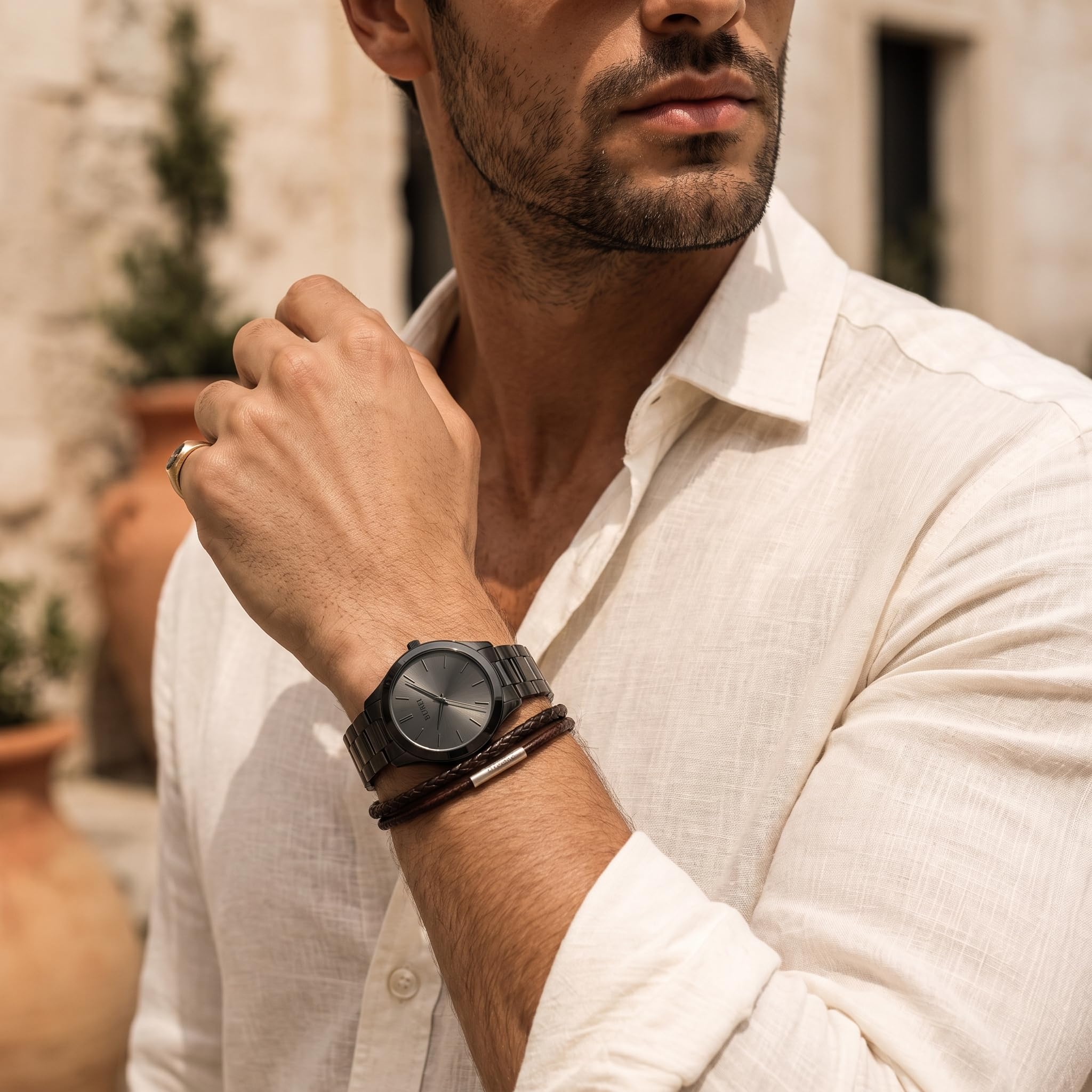 BUREI Reloj de Pulsera de Cuarzo para Hombre, de Acero Inoxidable, con Movimiento japonés, de Lujo, 42 mm