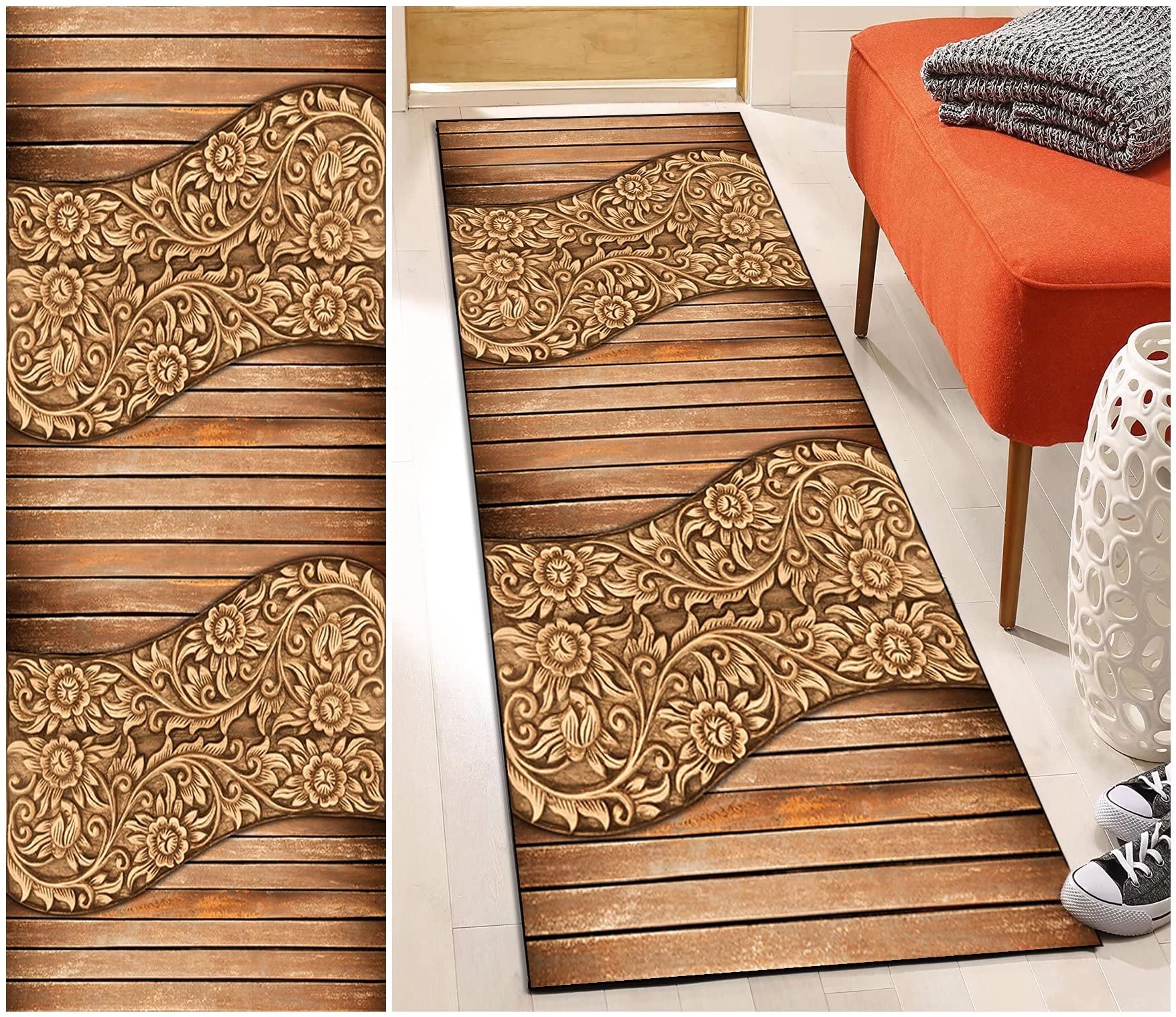 DTUQYX Alfombra de pasillo y cocina, antideslizante, 50 x 180 cm, poliéster, lavable y duradera, diseño de carpet, para salón, oficina, comedor, personalizable por metro