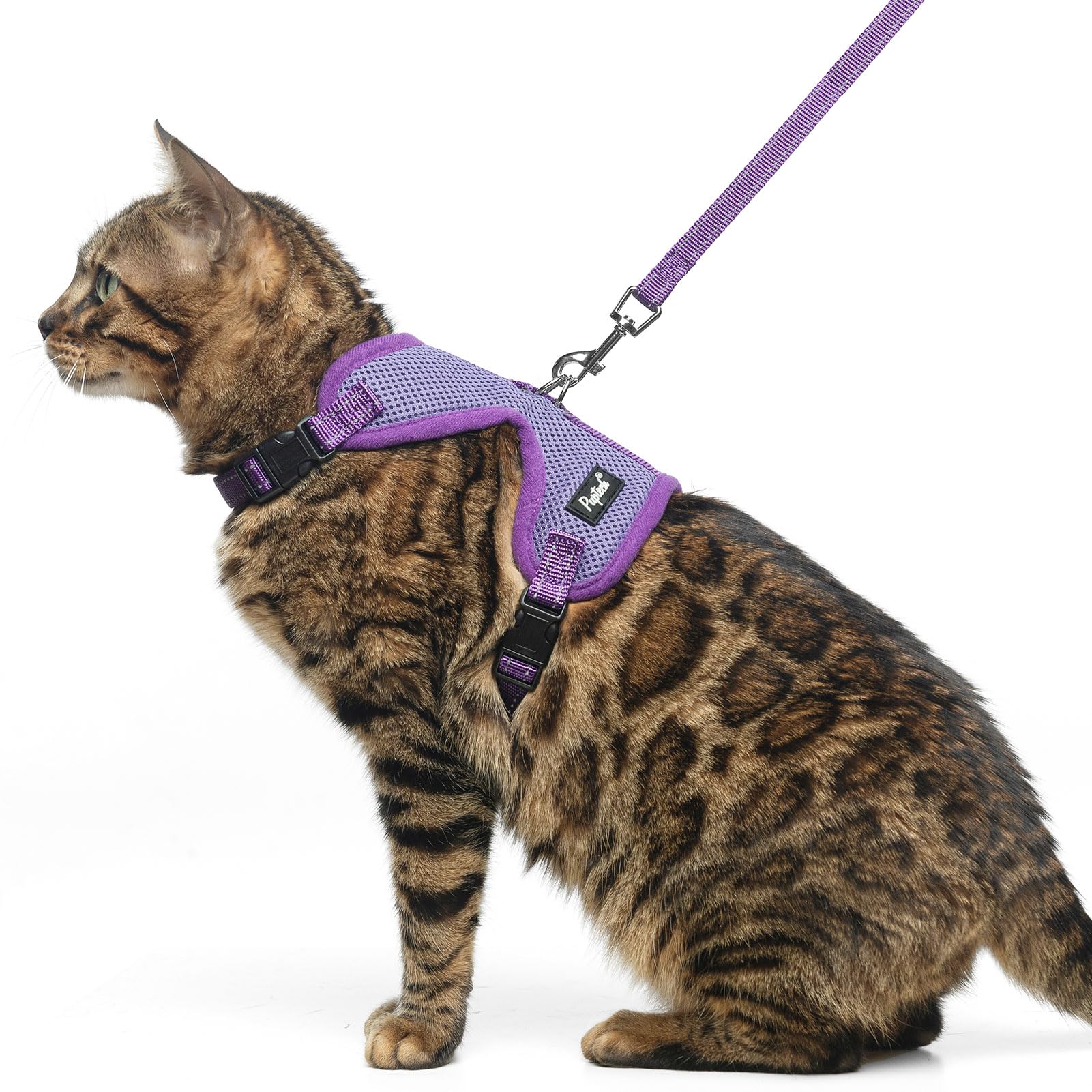VavoPaw Kattenharnas Met Riem – Ademend Mesh, Reflecterend, Ontsnappingsbestendig, Maat S Coffee