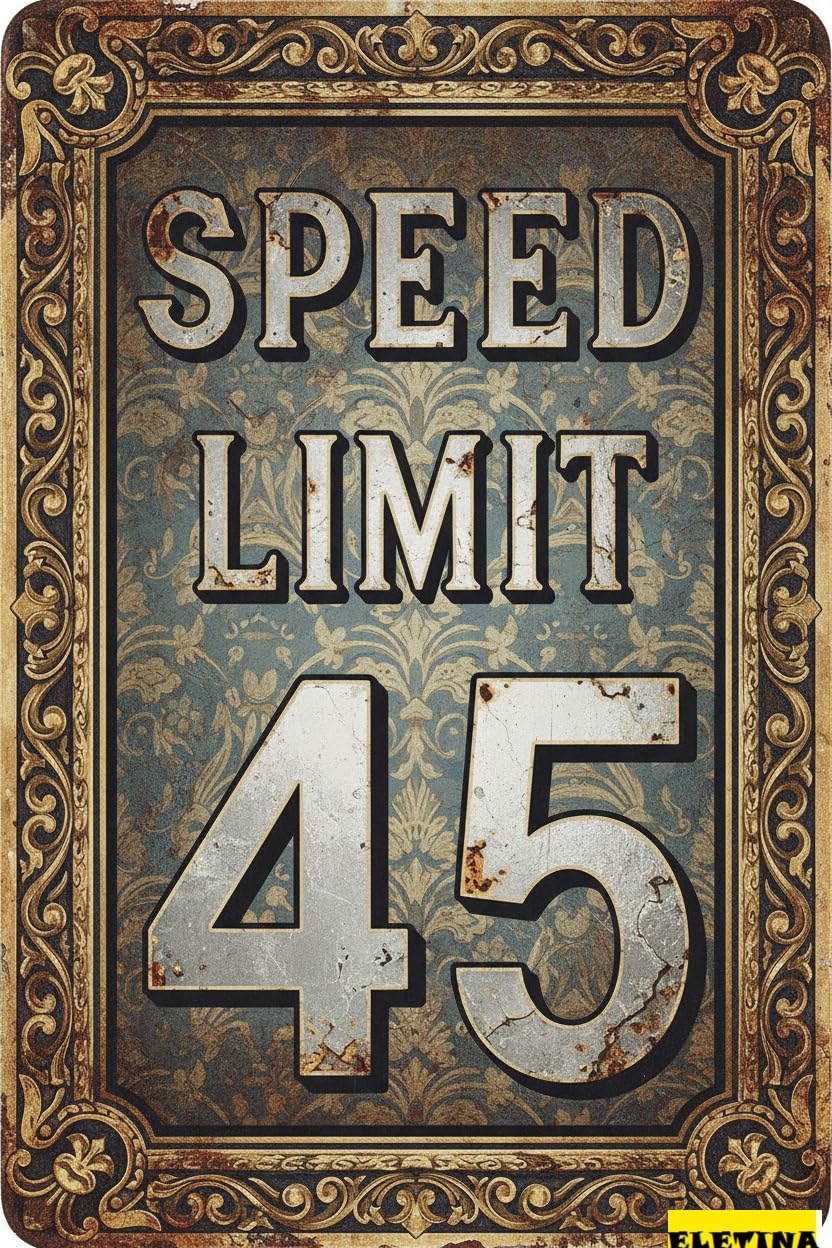 Personalized Sign for Man Cave 45 Mph Speed Limit, Metal Aluminum Traffic Neighborhoods, Yard, Private Roads, Parking Lots, Driveways, 45 Birthday Decorations & Gift, 8 X 12 Inch Property Decorative