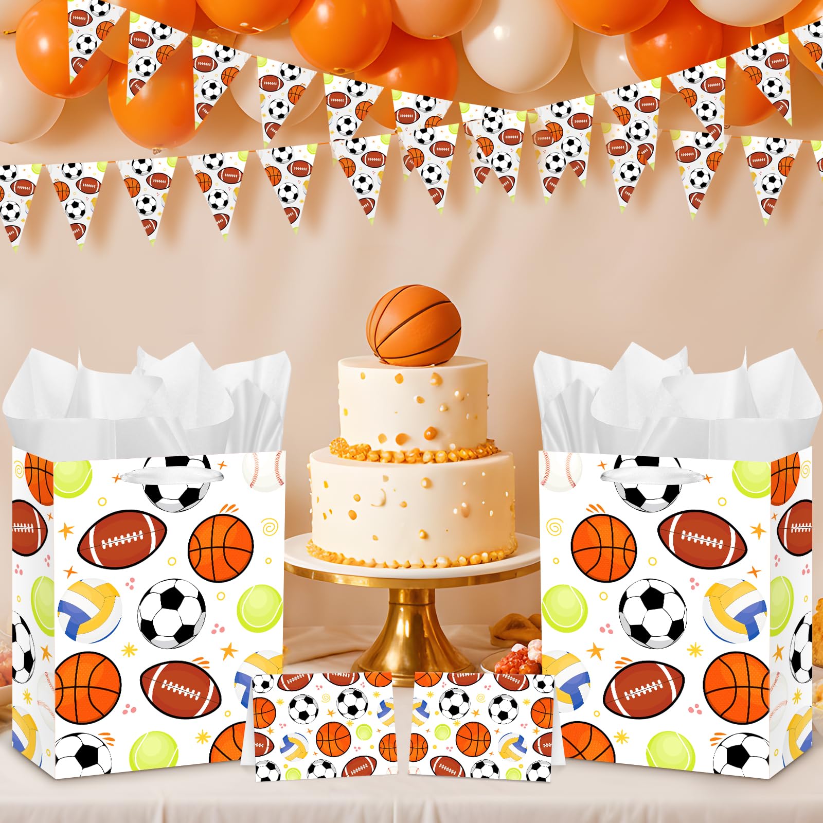 MUNILAIL Soccer Gift Bag Large With Tissue & Card - Sports Themed Party Supplies