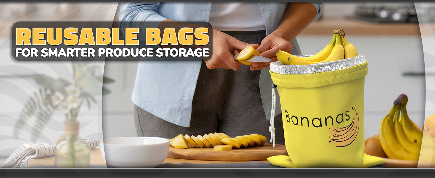 Amazon.com: Reusable Banana Bag with Aluminum Foil Inside - 13.8x11 in Banana Keeper with Bead-Lock Closure to Keep Bananas Fresh Longer, Fresh Fruit Preserver to Help Maintain Freshness - Produce Saver Fruit Amazon.com: Reusable Banana Bag with Aluminum Foil Inside - 13.8x11 in Banana Keeper with Bead-Lock Closure to Keep Bananas Fresh Longer, Fresh Fruit Preserver to Help Maintain Freshness - Produce Saver Fruit