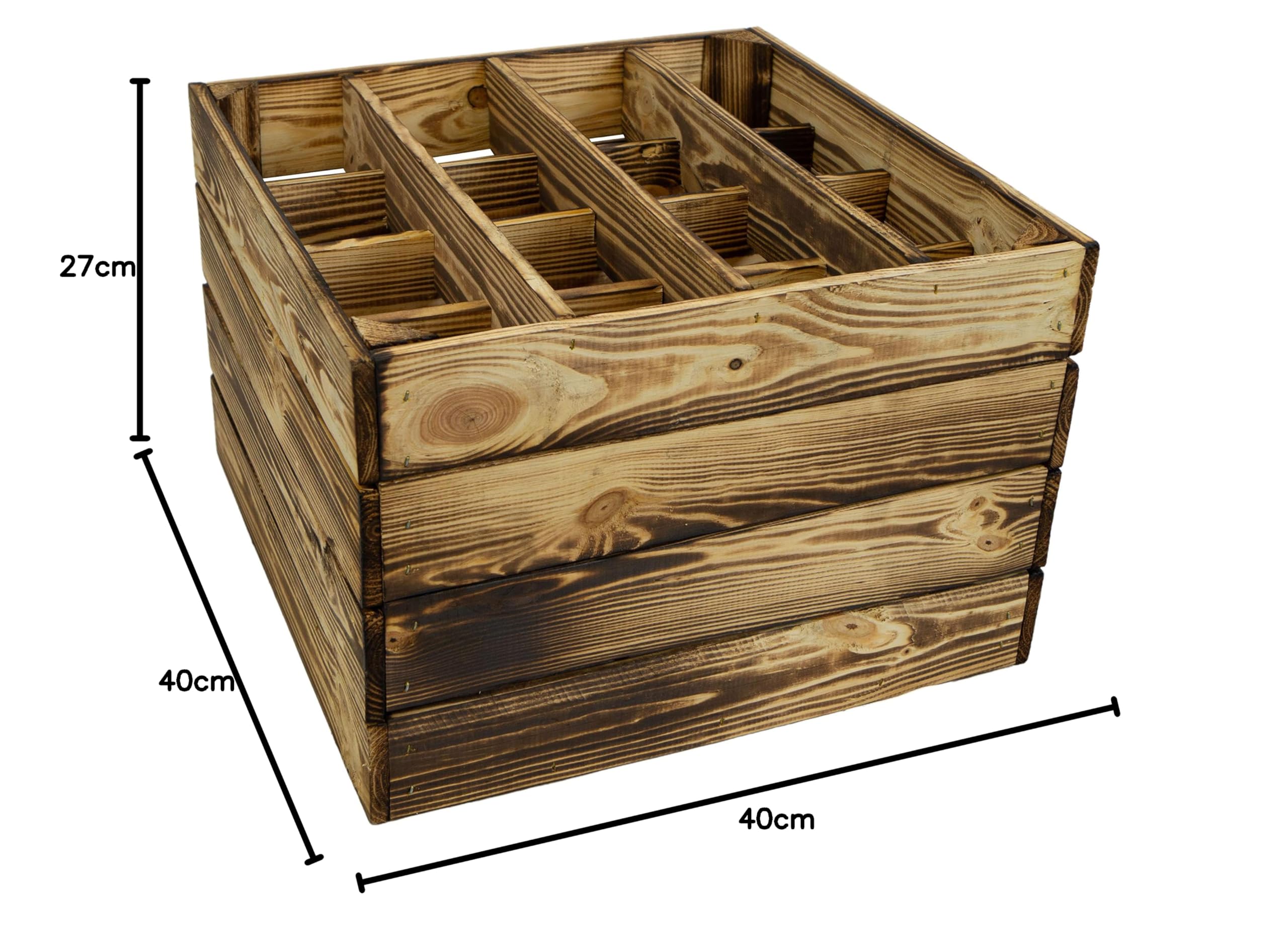 Kistenkolli Altes Land 3er Set -Geflammtes Weinregal für bis zu 16 Flaschen 40x40x27 cm Wein Regal | Flaschenregal