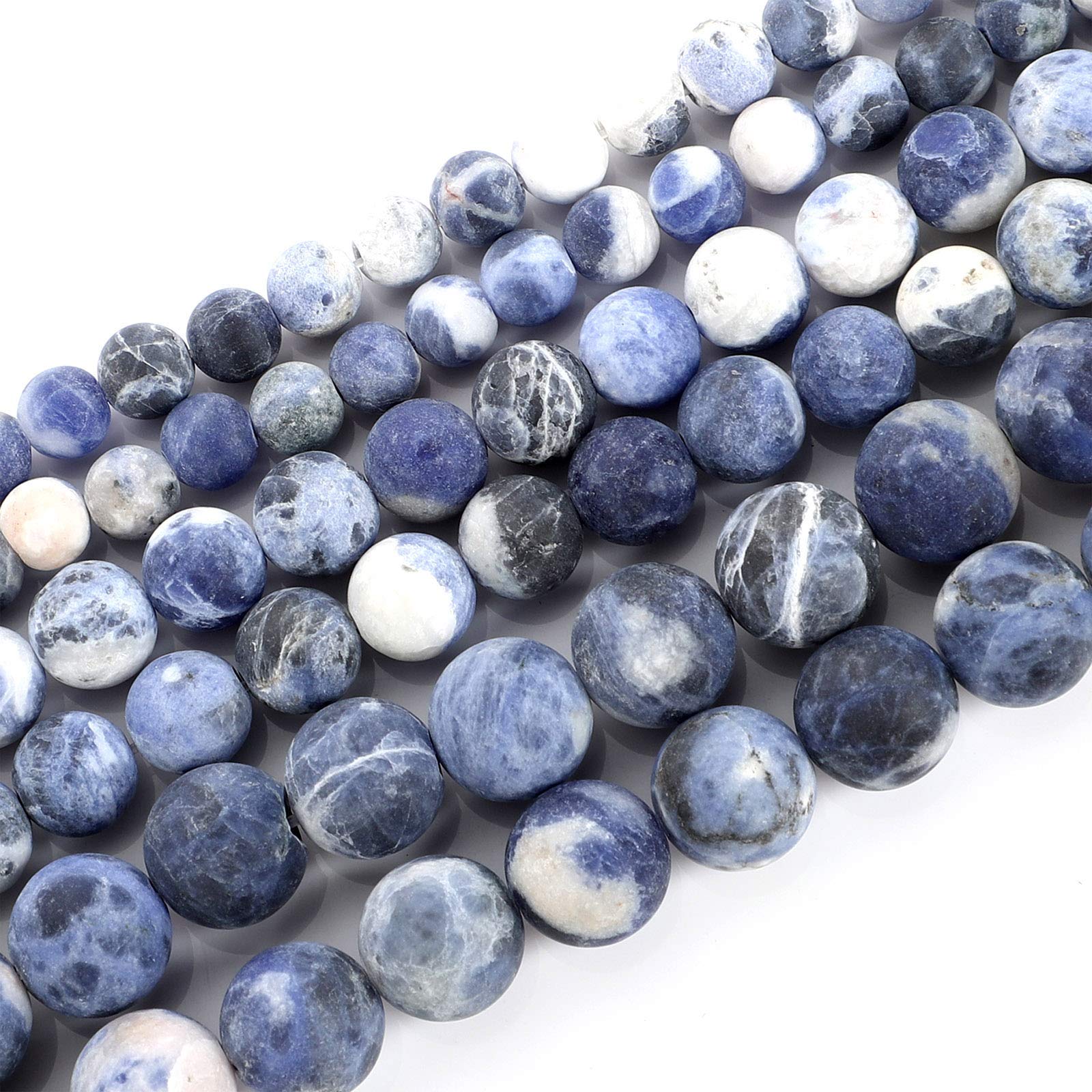Perline rotonde in arenaria blu naturale, 8 mm, per la creazione di
