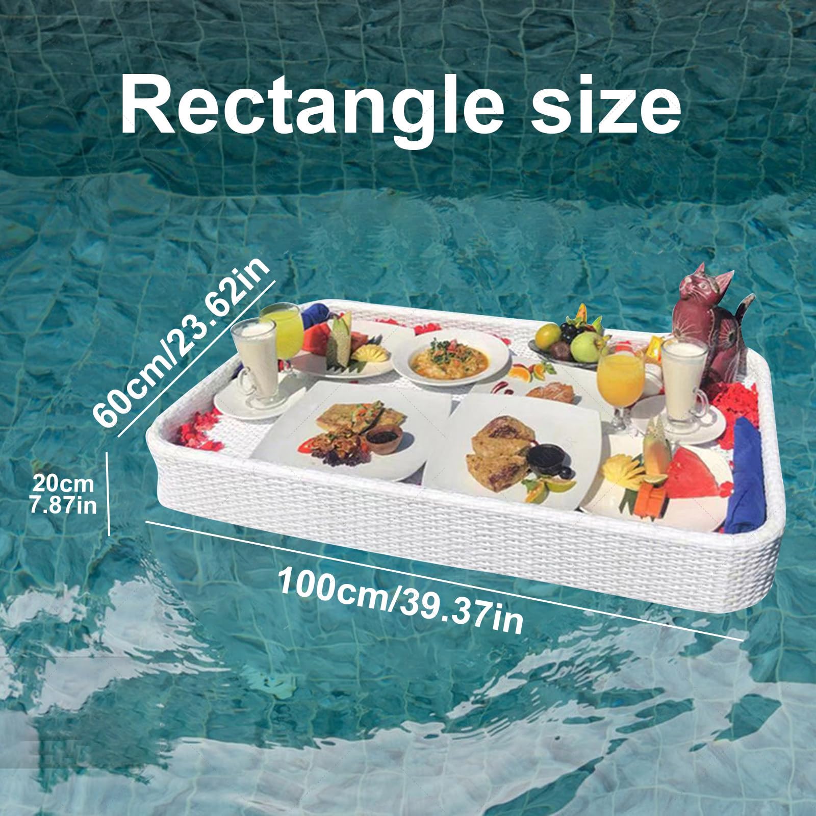 Bandeja Flotante para Piscina para Comida Y Bebidas - Redonda De 60 Cm, Soporta Una Carga De 5 A 7 Kg. Ideal para Piscinas Al Aire Libre En Hoteles Y Alojamient(Café-Rectángulo)