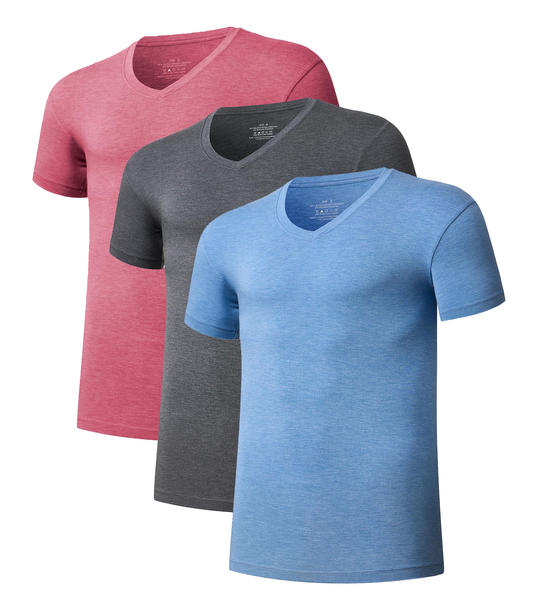 EA'S SECRET Herren Unterhemd 3/6er Pack Bambus T-Shirt Männer V-Ausschnitt Kurzarm Hemd schlank fit Multipack