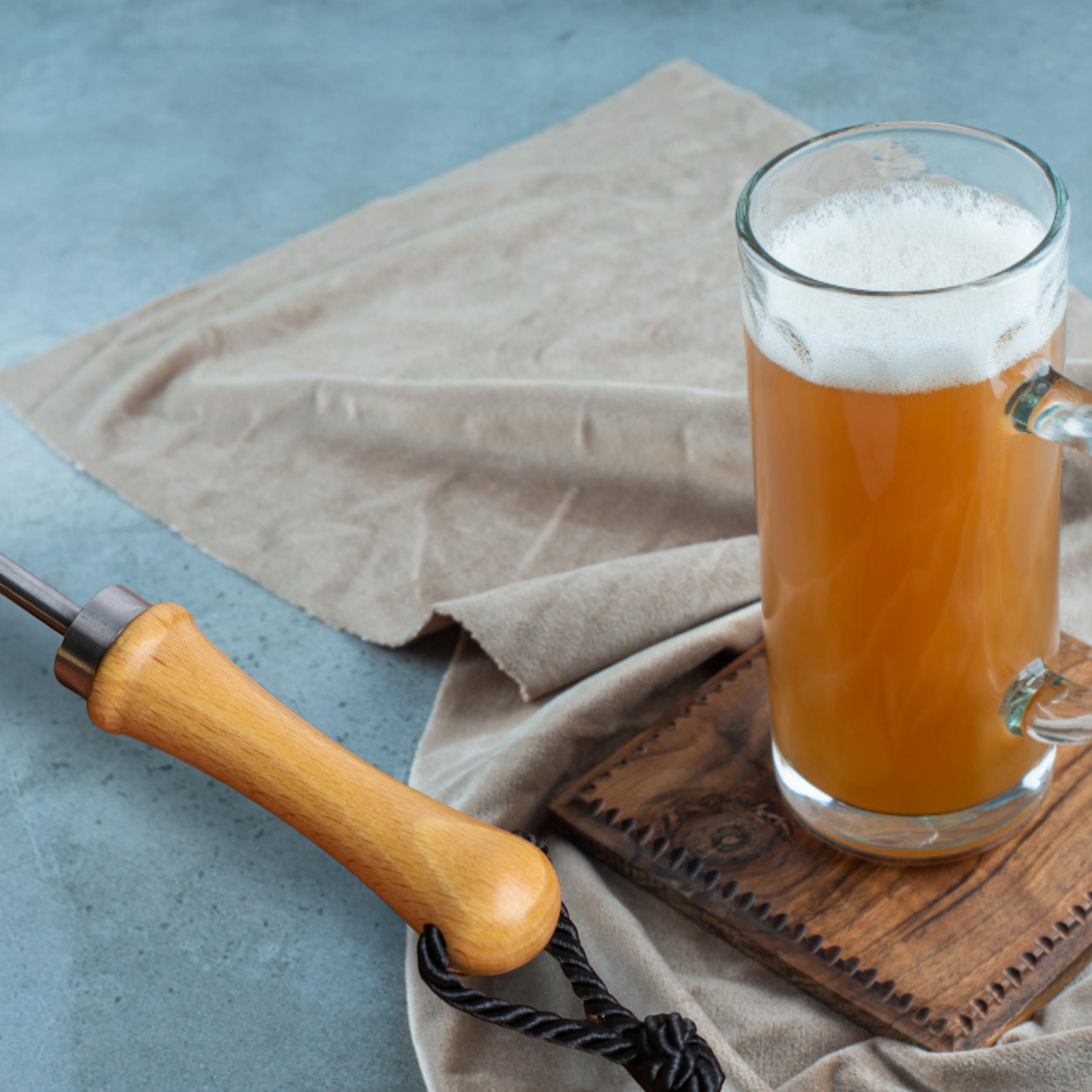 Beerspike Beer Caranelizer - Caramellizzatore per birra, manico in vero legno, 100% alimentare, sfera in acciaio inox adatta e inossidabile (beerSpike-3)