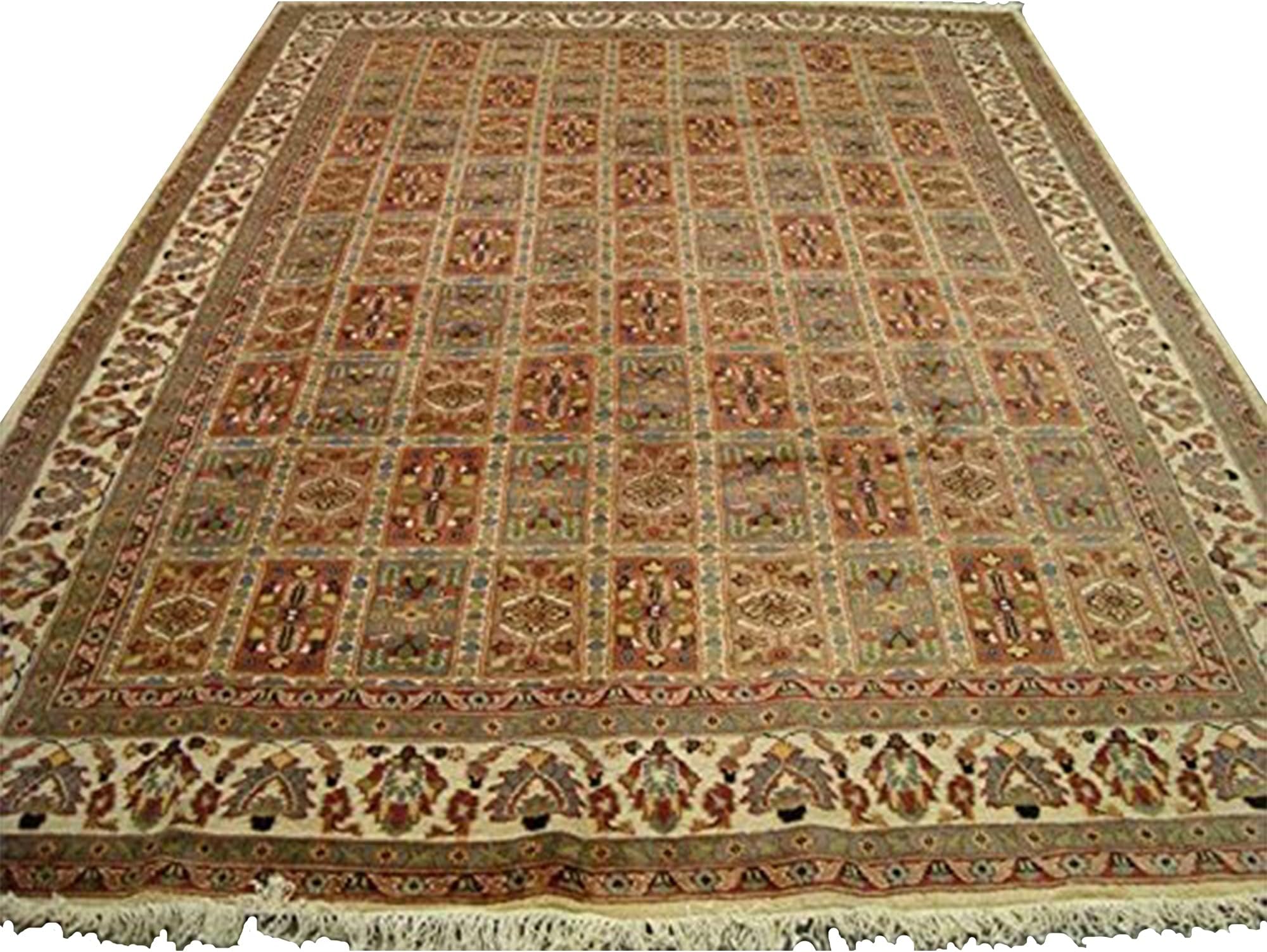 AL AHMEDANI LINEN Bakhtiari Pestal Flower All Over Rectangle Area Rug Wool Silk Hand Knotted Carpet (11.2 x 8.5)'