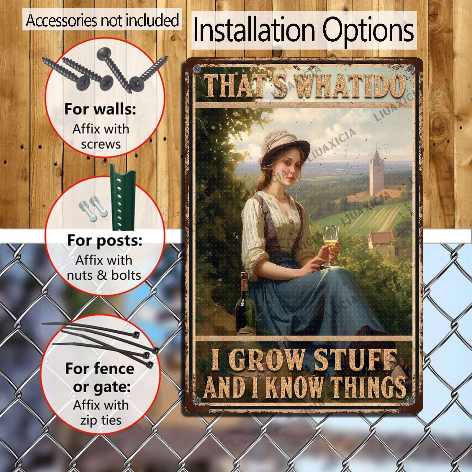 Plaque Rétro En Métal Avec Inscription « Gardening That's What I Do I Garden I Drink And I Know Things » - Décoration Murale Pour Maison, Cafés, Pubs, Clubs - 30,5 X 20,3 Cm