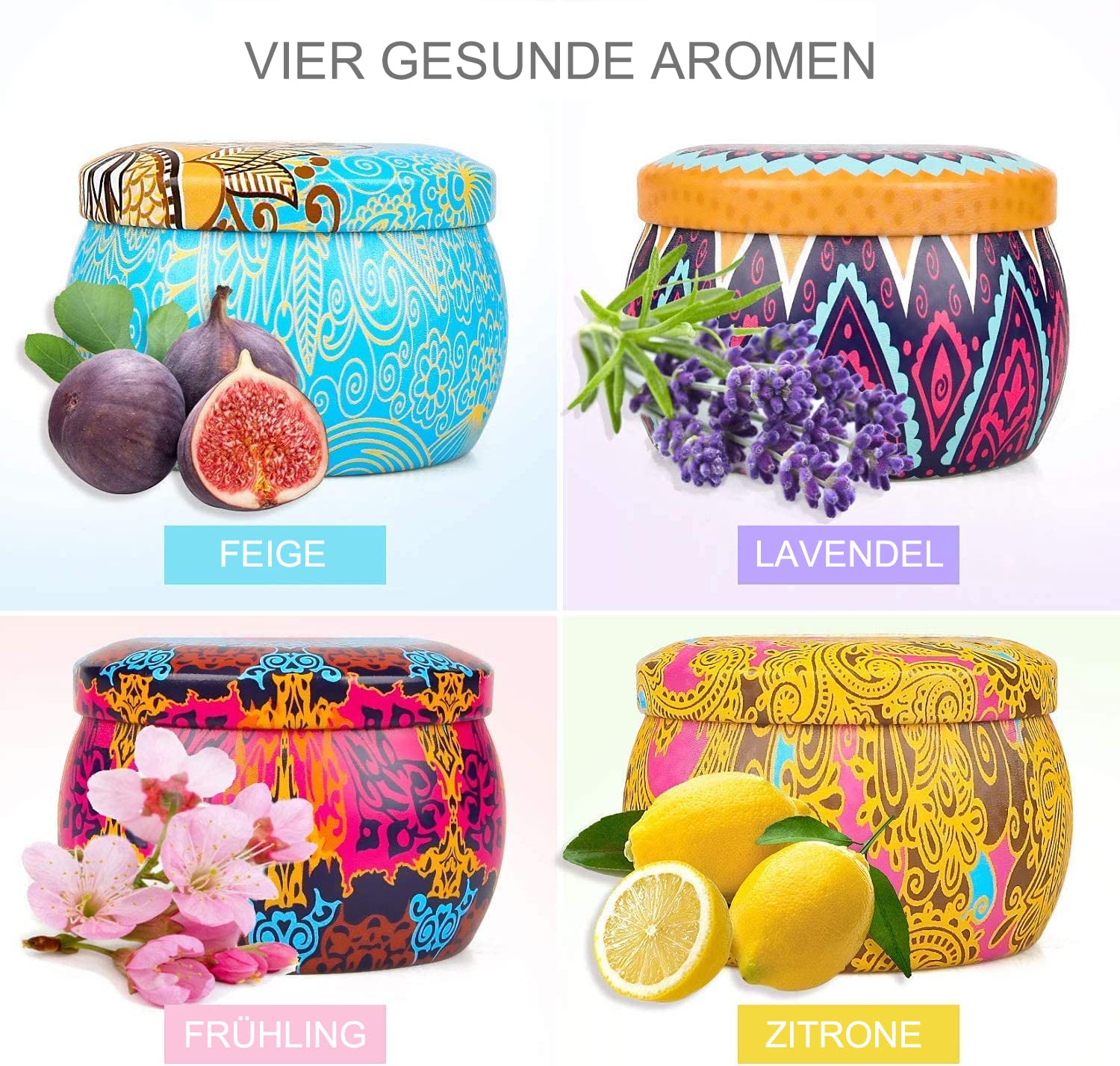 YMing YMing Duftkerzen-Geschenkset für Frauen, 17,6 Unzen echtes Sojawachs, tragbare Reise-Dose-Kerze für Zuhause, Aromatherapie-Kerze, Geschenk für Frauen, Geburtstag, Valentinstag, Jahrestag, Mutter