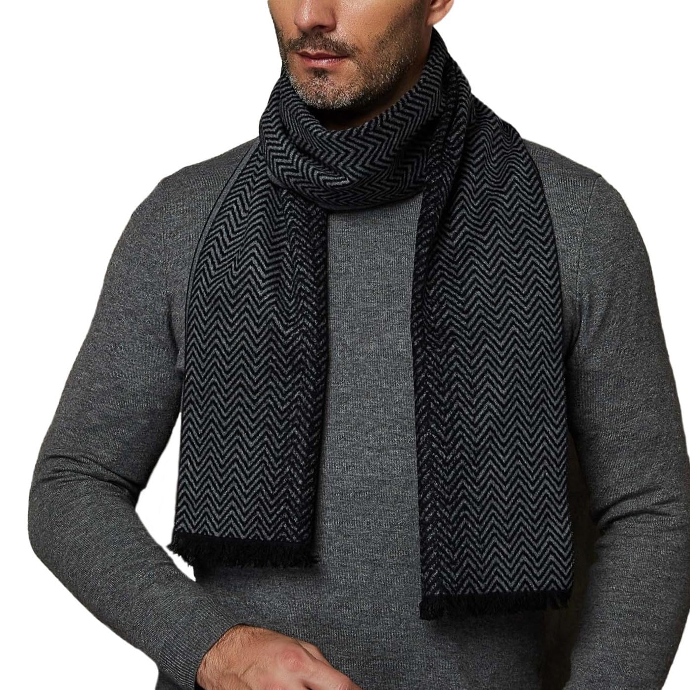 CUDDLE DREAMS Men's Silk Scarves for Winter, 100% Mulberry Silk Brushed, Luxuriously Soft & Warm, Decent Box Packed