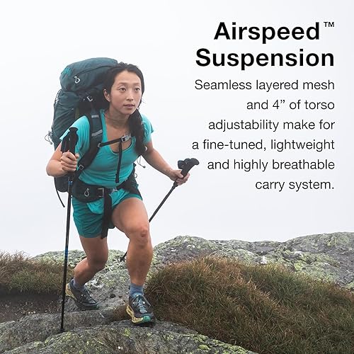 Miniatura 4 de Osprey Eja 58L Mochila de mochilero ultraligera para mujer, color morado oscuro, WML