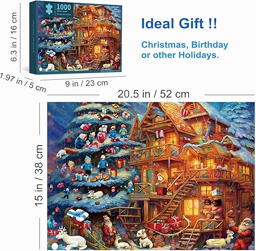 Miniatura 4 de Rompecabezas para adultos, 1000 piezas, pueblo de Navidad, 20.5 x 15 pulgadas, rompecabezas para adultos, juguete educativo de desafío, rompecabezas