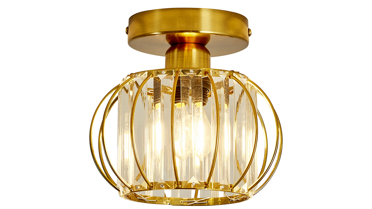 JW ✩.*˚ Amazon.com: YYJLX Crystal Semi Flush Mount Ceiling Light