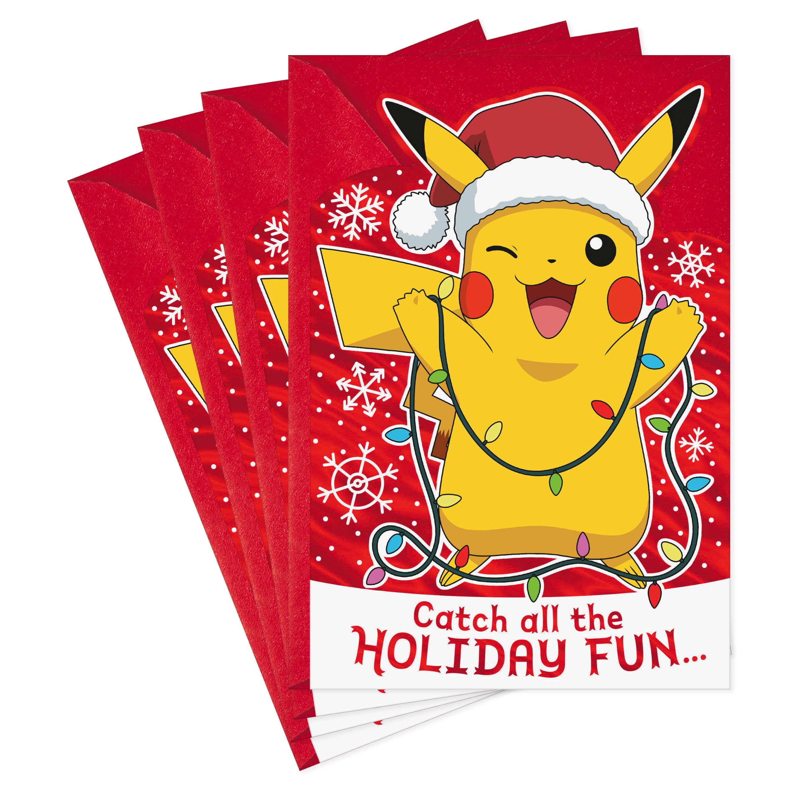 pokemon christmas cards pack Hallmark of Pokémon Cards, Pikachu Christmas Lights (4 Holiday with Envelopes) Office Products New Umbreon Pokémon Card OPCG Plan your year with Grading Company:PSA/TCG