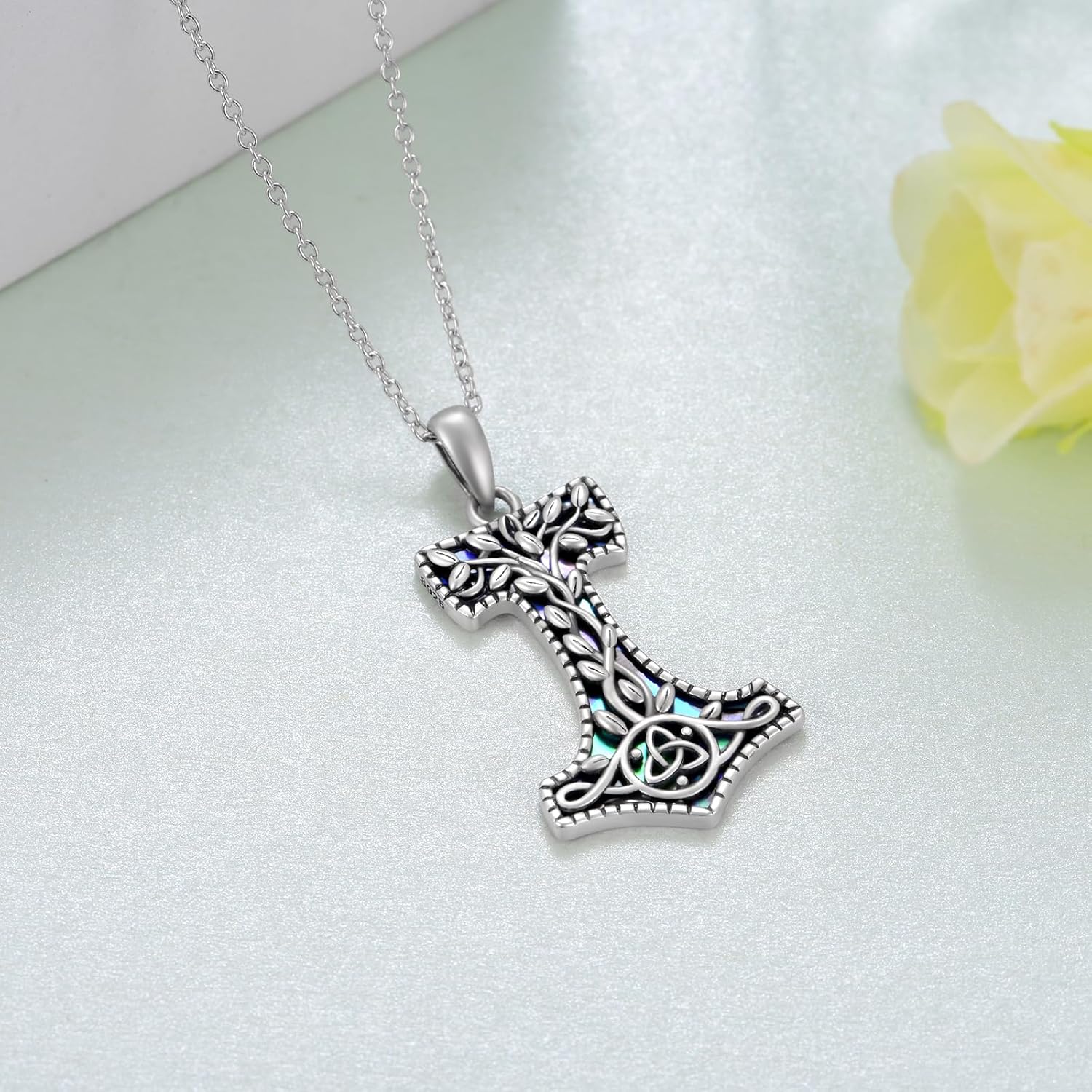 Miniatura 3 de Viking Thors - Collar de martillo de plata de ley 925, collar con colgante vikingo celta nórdico, collar de Mjolnir, joyería vikinga, regalos para