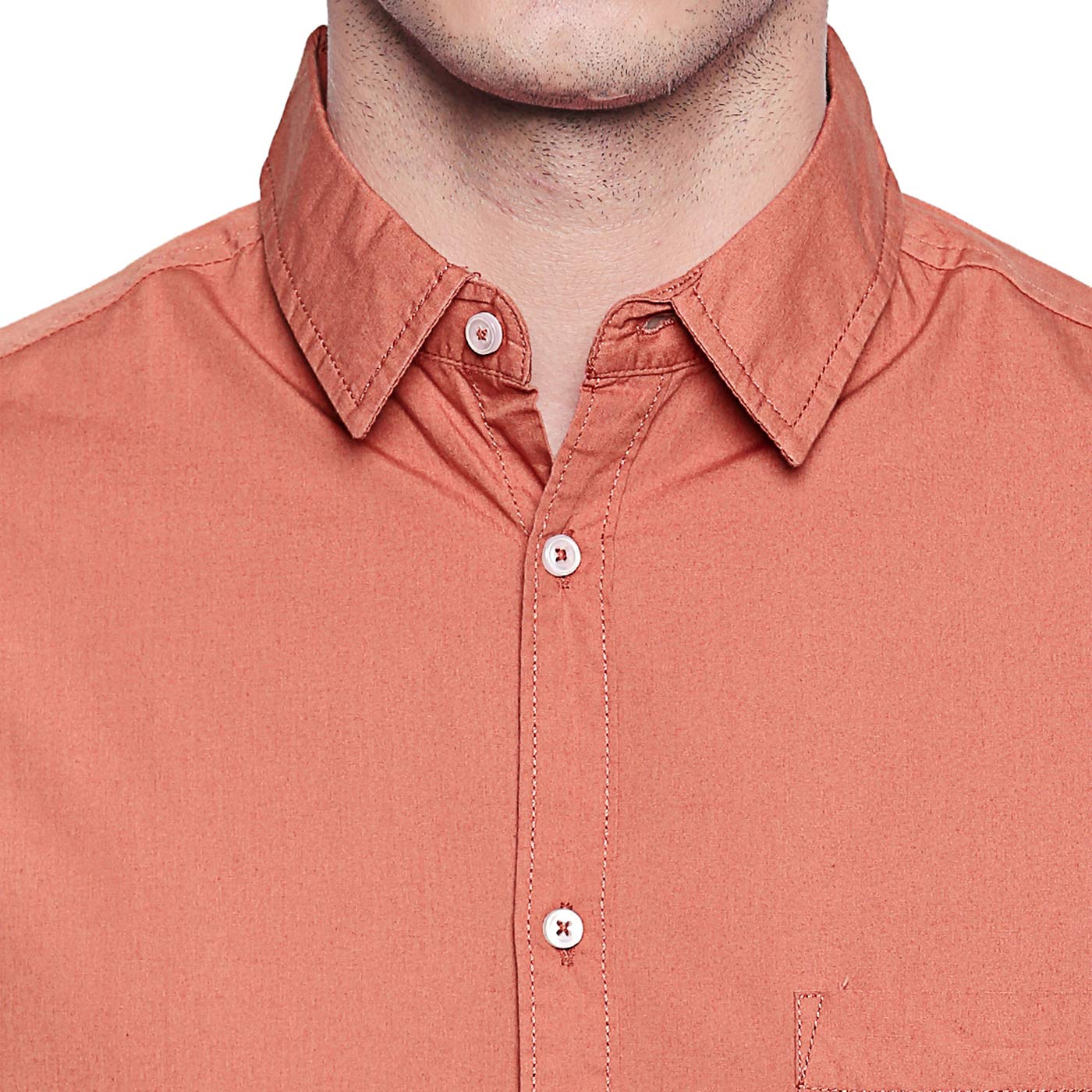 Dennis Lingo Men's Solid Dusty Orange Casual Shirt (C301_Dusty Orange_XL) 4