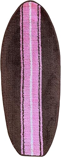 Alfombra en forma de tabla de surf marrón y rosa de 44 pulgadas, lavable a máquina