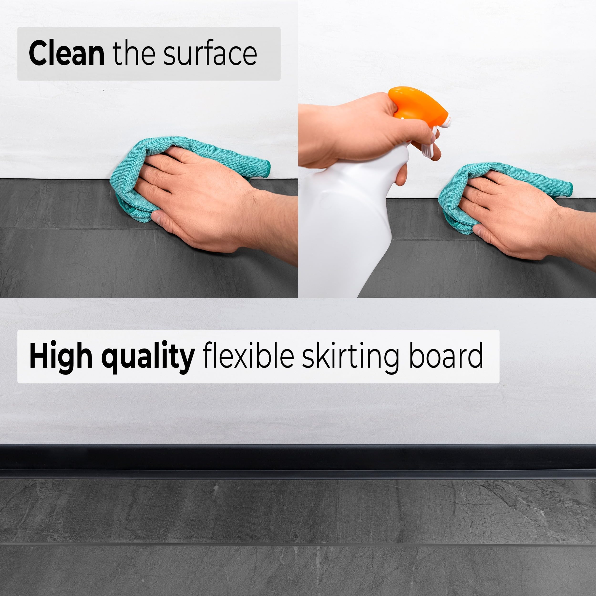 Quest Battiscopa Morbido 70 x 20 mm Flessibile - Sabbia, 15 mb | Zoccolo decorativo in PVC per pareti e pavimenti, resistente ad acqua e muffa, senza forare, resistente ai raggi UV