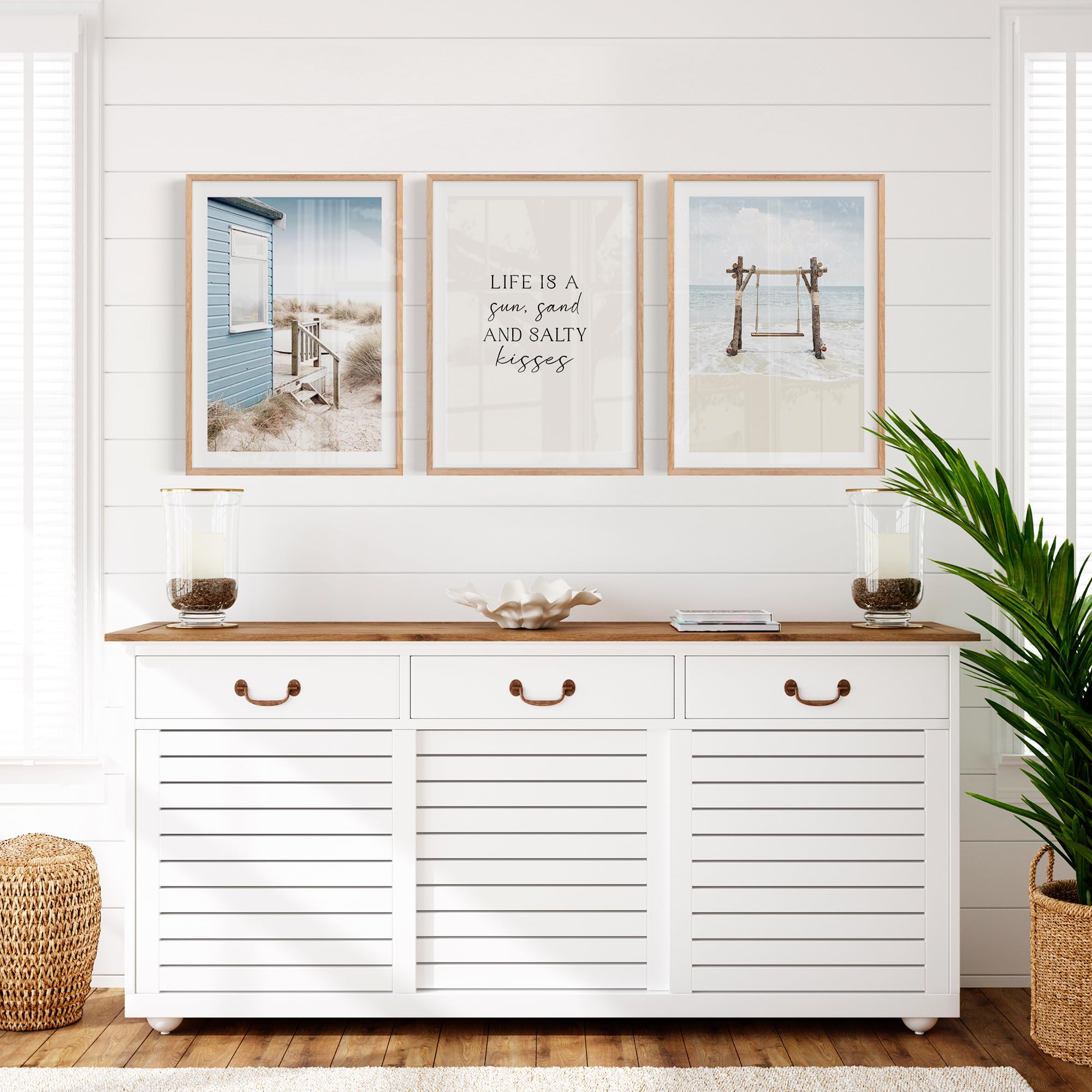 OHBIMBA® Set De 3 Cuadros Decoracion Salon Modernos Con Laminas Decorativas Pared Decoracion Marinera - Cuadros Decorativos Decoracion Pared - Lienzos Decorativos Tamaño 30 X 40 cm - Colección Playa