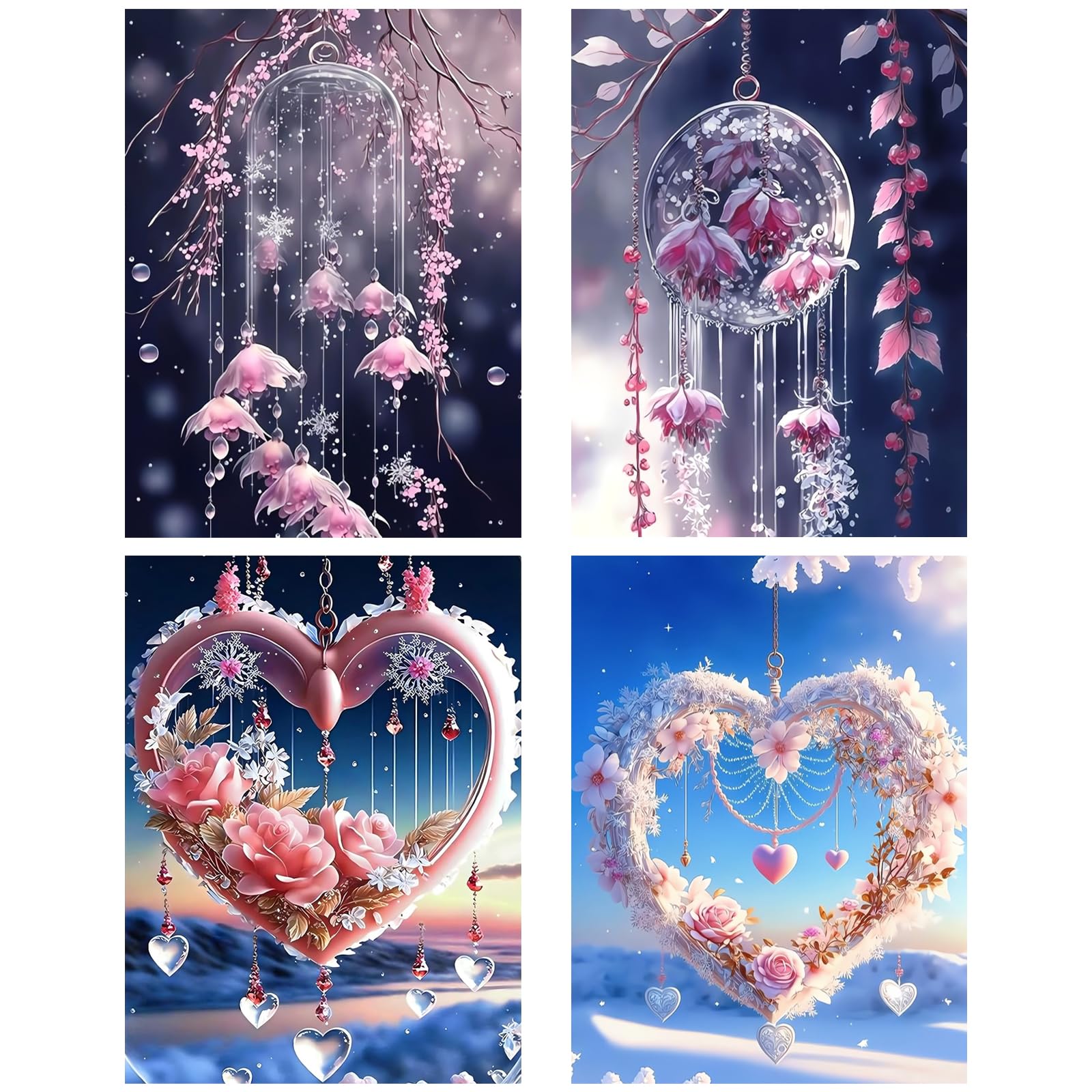 4 piezas Diamond Painting Atrapasueños DIY Diamond Painting Kit Completo 5D Cuadro Diamantes DIY Diamond painting Personalizado Adecuado para Decorar dormitorios y Salones(30x40cm)