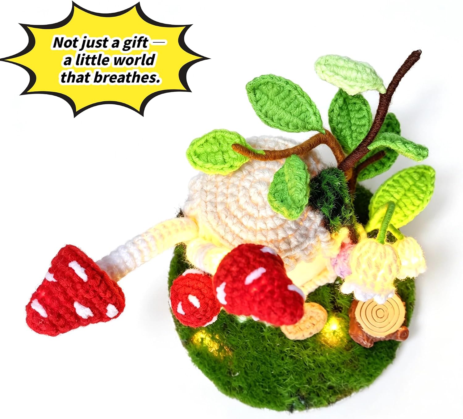 Handmade Crochet Mushroom House Bunny Night Light, Fairy Forest LED Flower Lamp, Cute Flower Desk Lamp, Unique Handmade Gifts for Women, Ideal Birthday & Holiday Gift for Her