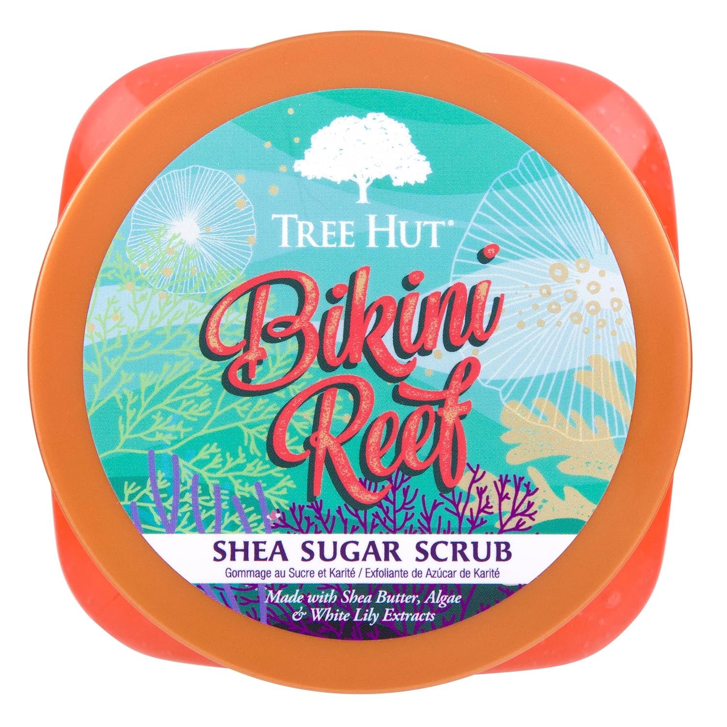 Tree Hut Bikini Reef Shea Sugar Scrub, 18 uncji, Ultra nawilżający i złuszczający peeling do pielęgnacji niezbędnej pielęgnacji ciała