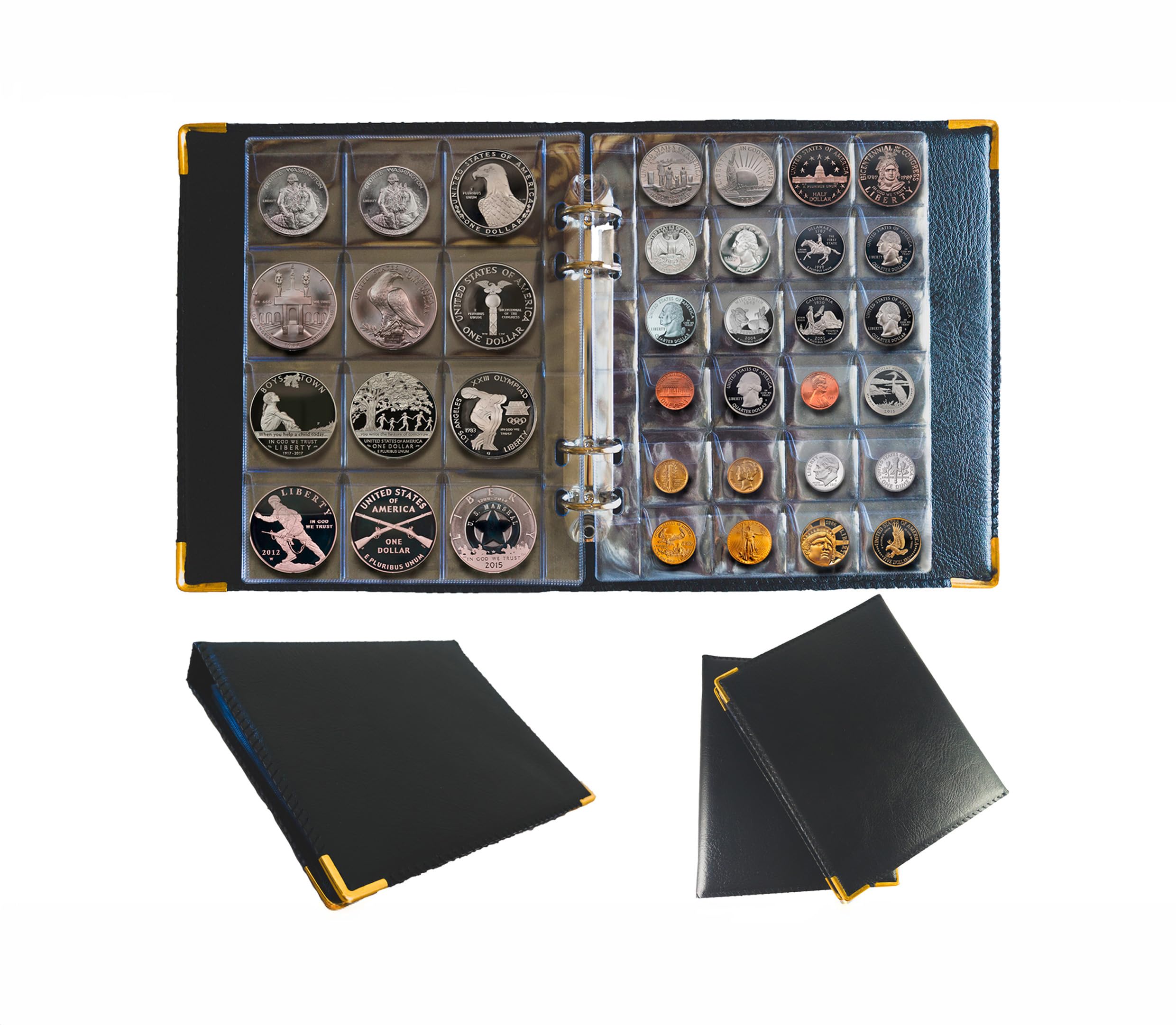 Coin Album, Coin Book, Coin Collector’s Book for Collection, with 168 Pockets (45x40mm / 1.77x1.57in), 240 Pockets (30x30mm / 1.18x1.18in)