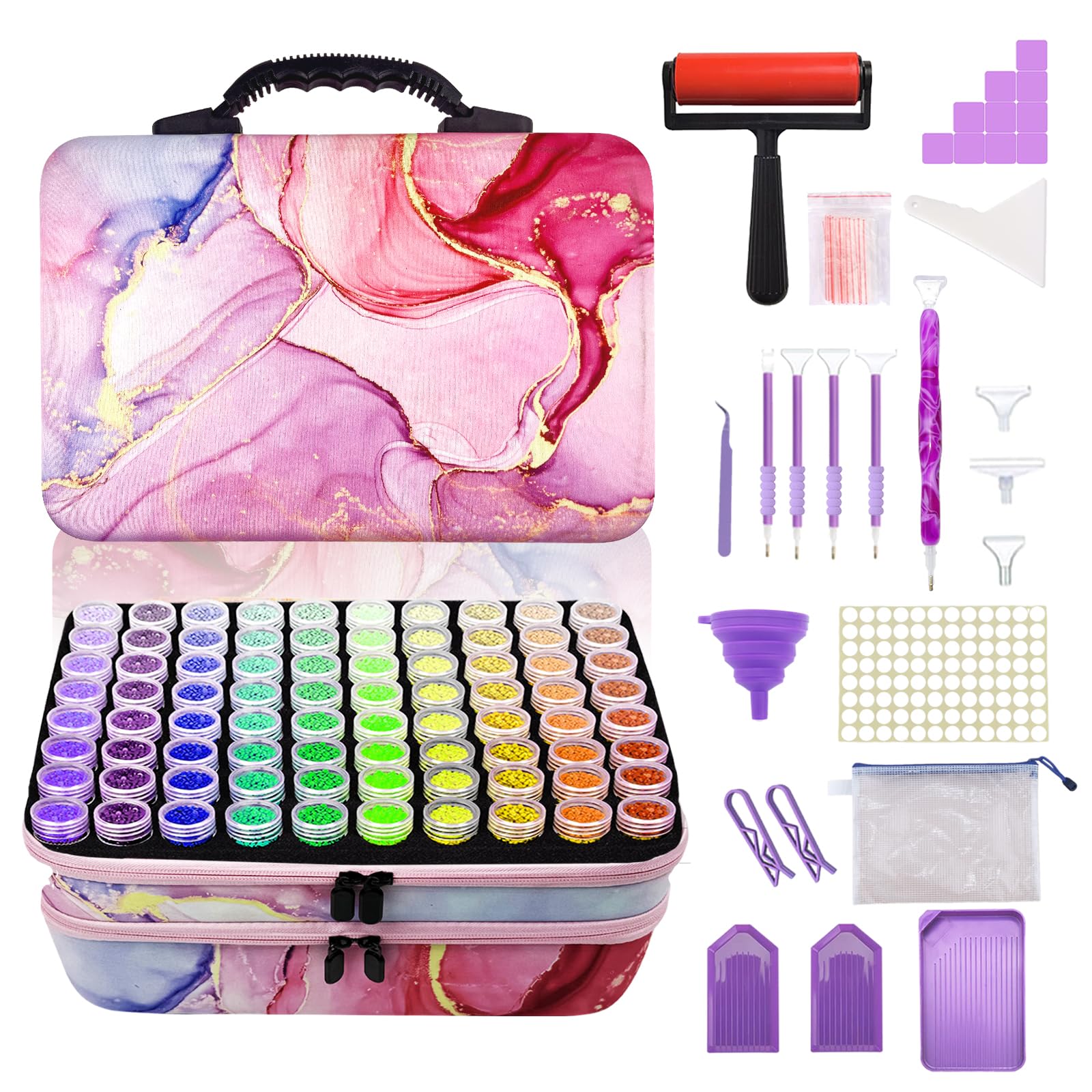 Waykape 240 Slots Diamond Art Storage Containers, 5D Diamond Art Accessories and Tools, Diamond Painting Accessories Kits Organizer, Diamond Art