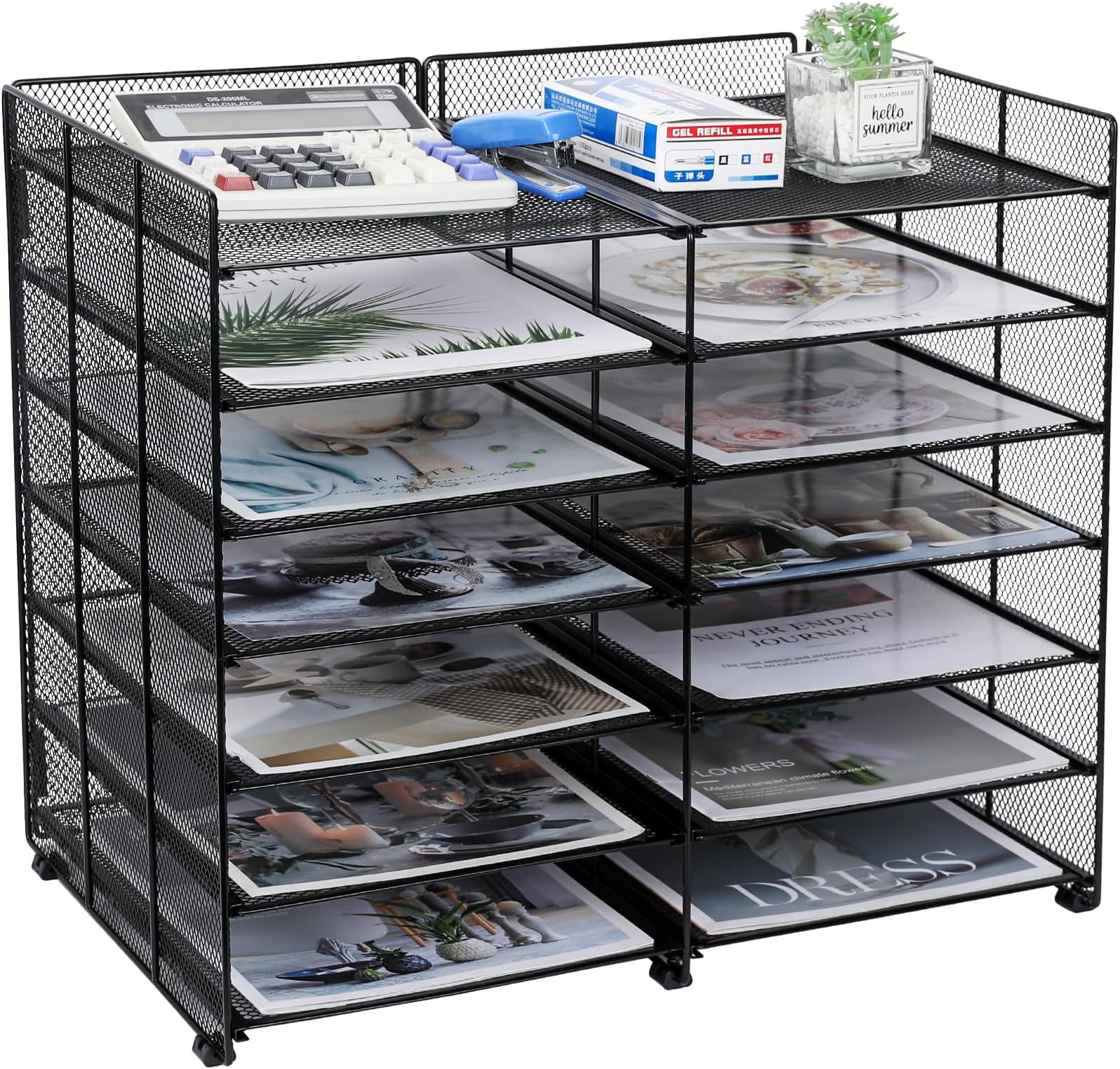 Amazon.com: Kuntine.B 10-Tier Desktop File Sorter Desk Organizer Letter ...