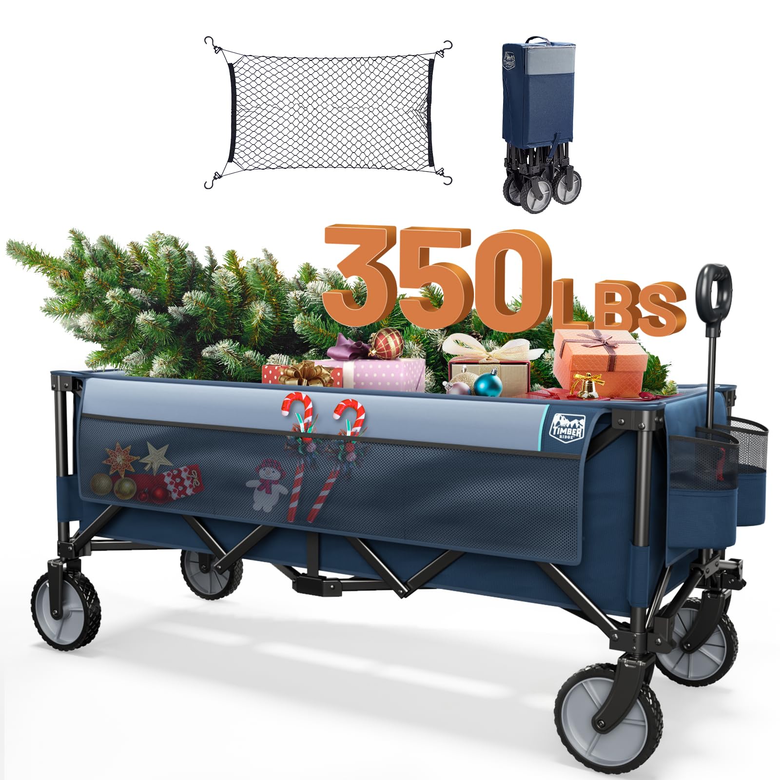 TIMBER RIDGE Extended Collapsible Wagon Cart with Cargo Net